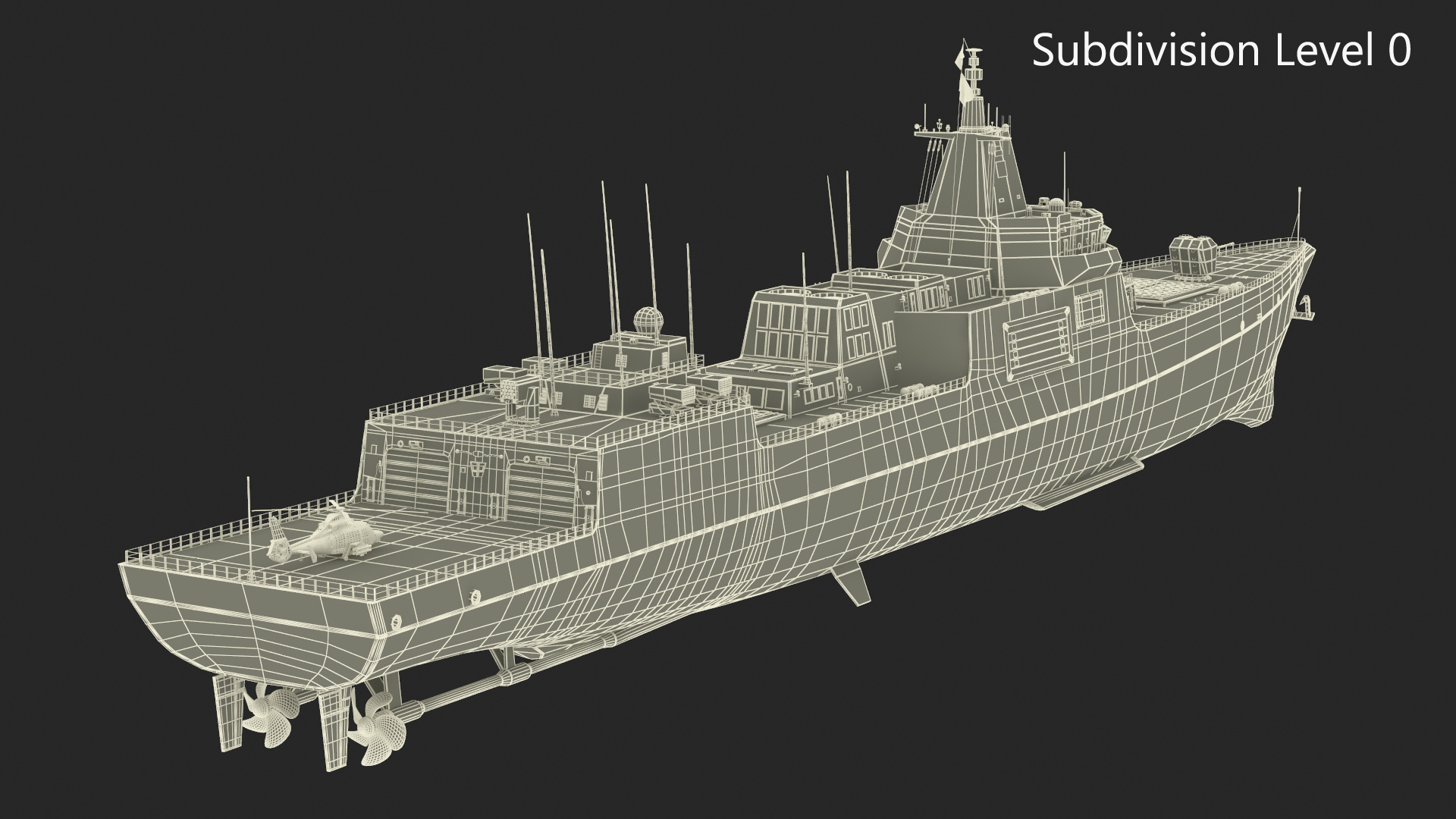 3D Type-055s Destroyer with Harbin Z-9WZ Helicopter model