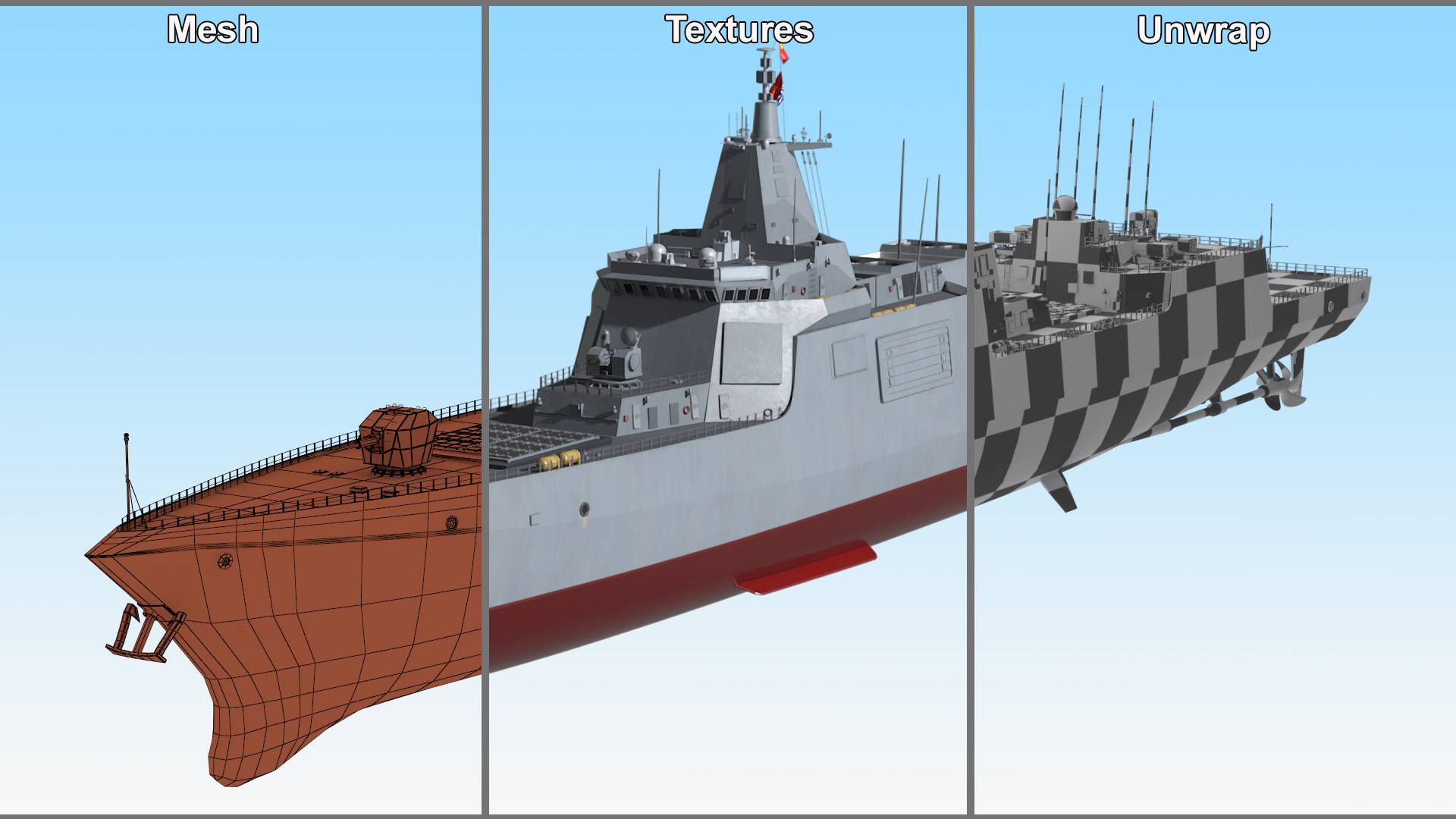 3D Type-055s Destroyer with Harbin Z-9WZ Helicopter model
