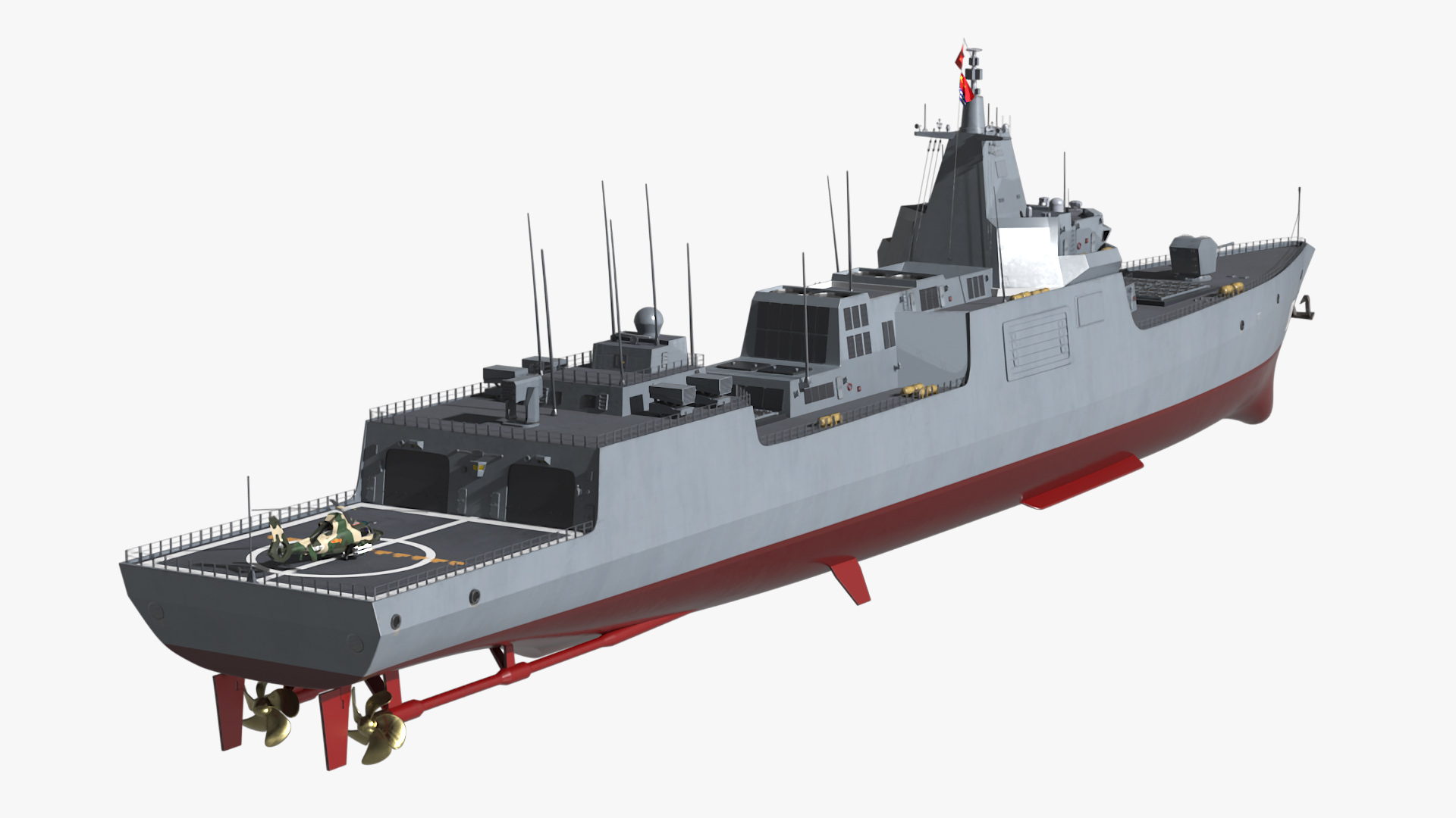 3D Type-055s Destroyer with Harbin Z-9WZ Helicopter model