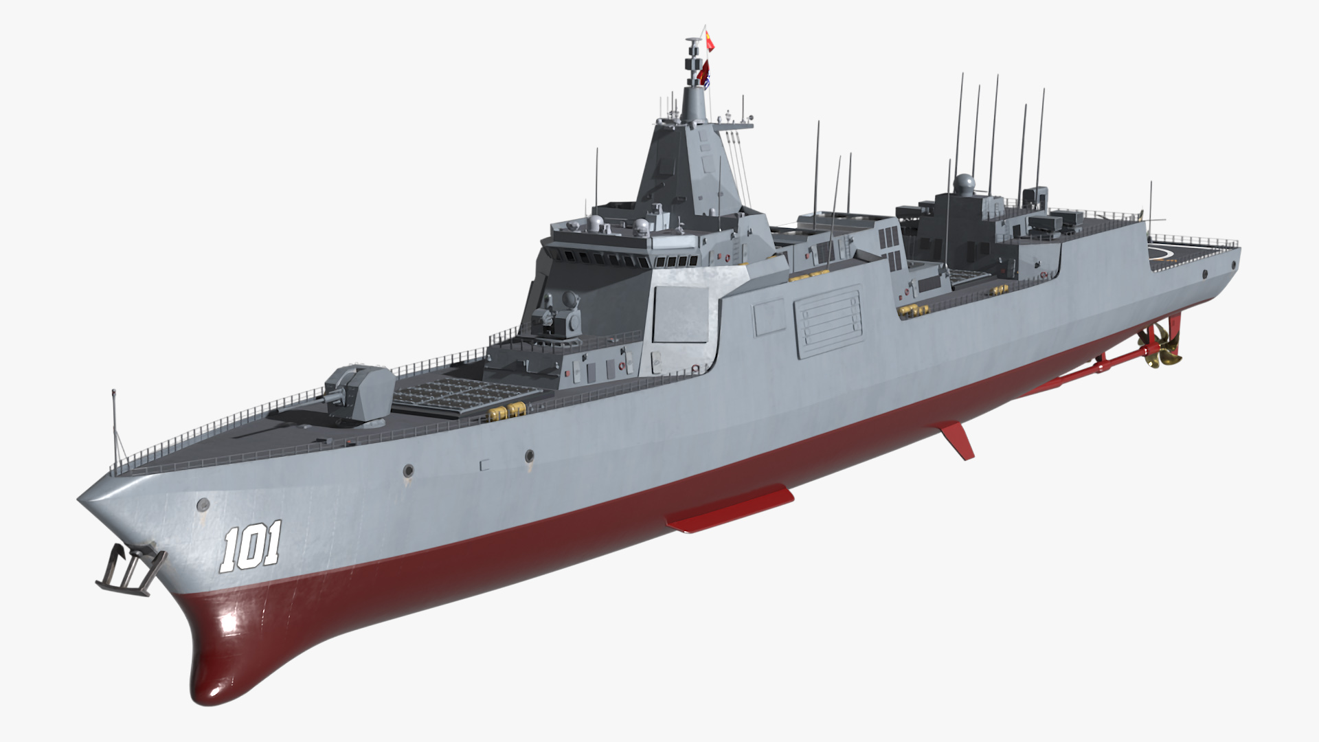 3D Type-055s Destroyer with Harbin Z-9WZ Helicopter model