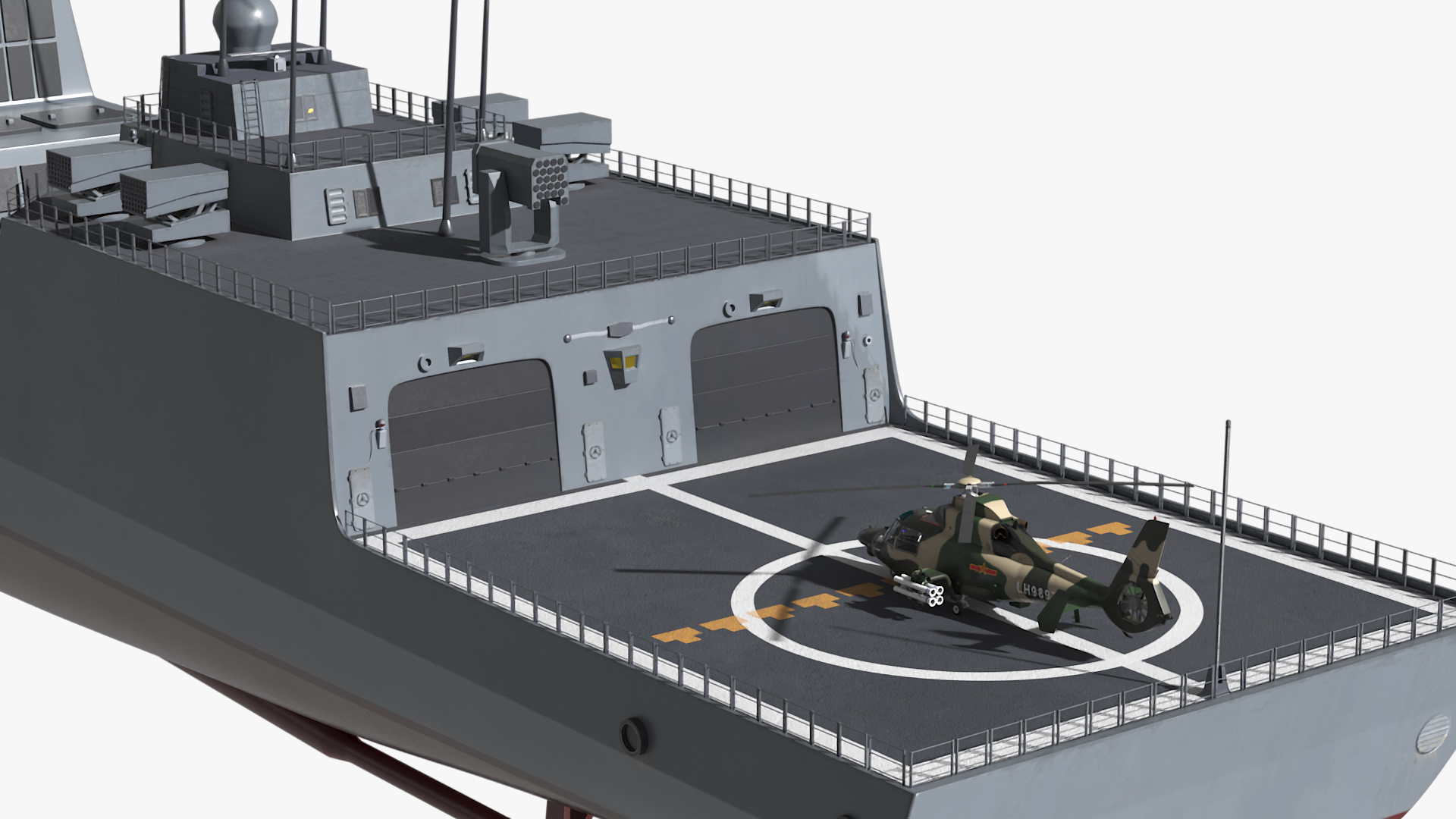 3D Type-055s Destroyer with Harbin Z-9WZ Helicopter model