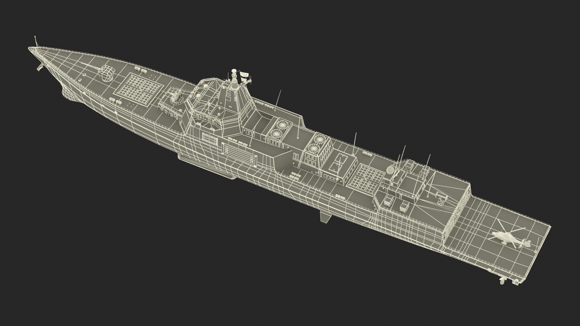 3D Type-055s Destroyer with Harbin Z-9WZ Helicopter model