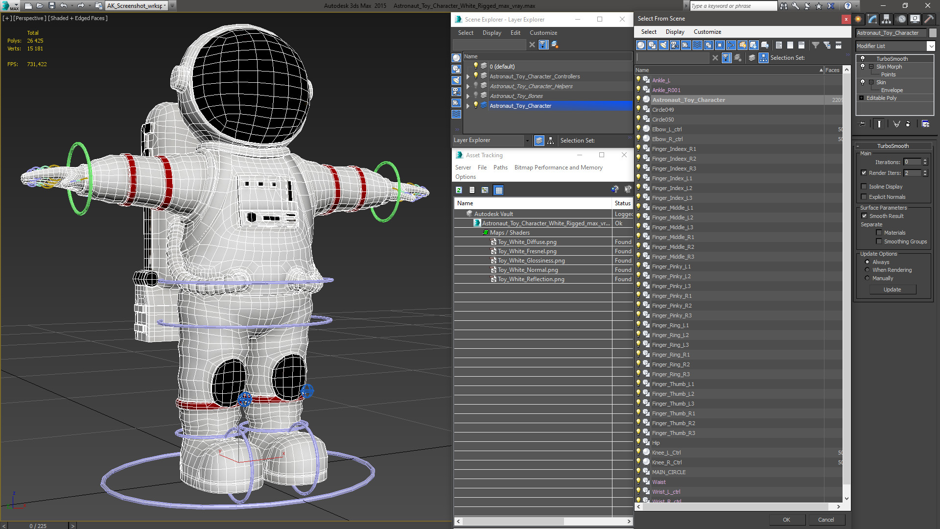 3D model Astronaut Toy Character White Rigged for Maya