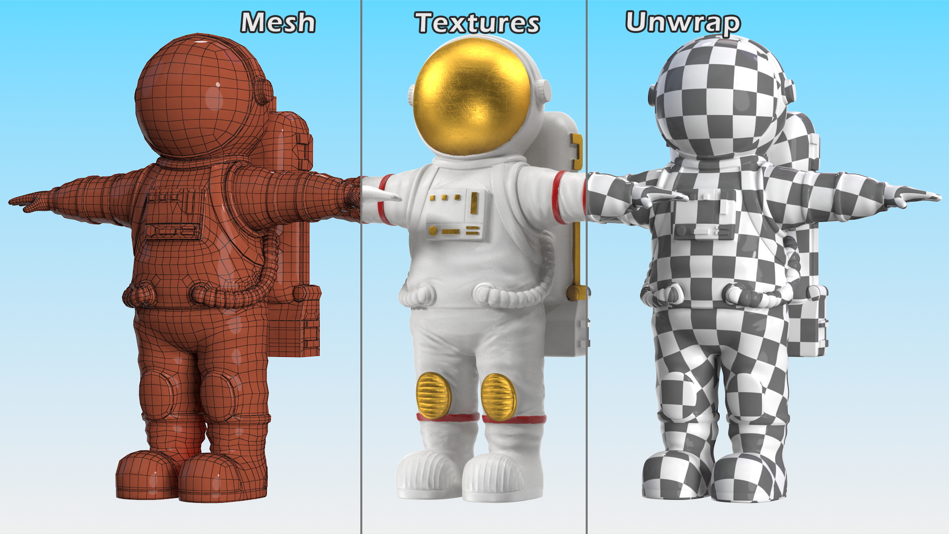 3D model Astronaut Toy Character White Rigged for Maya