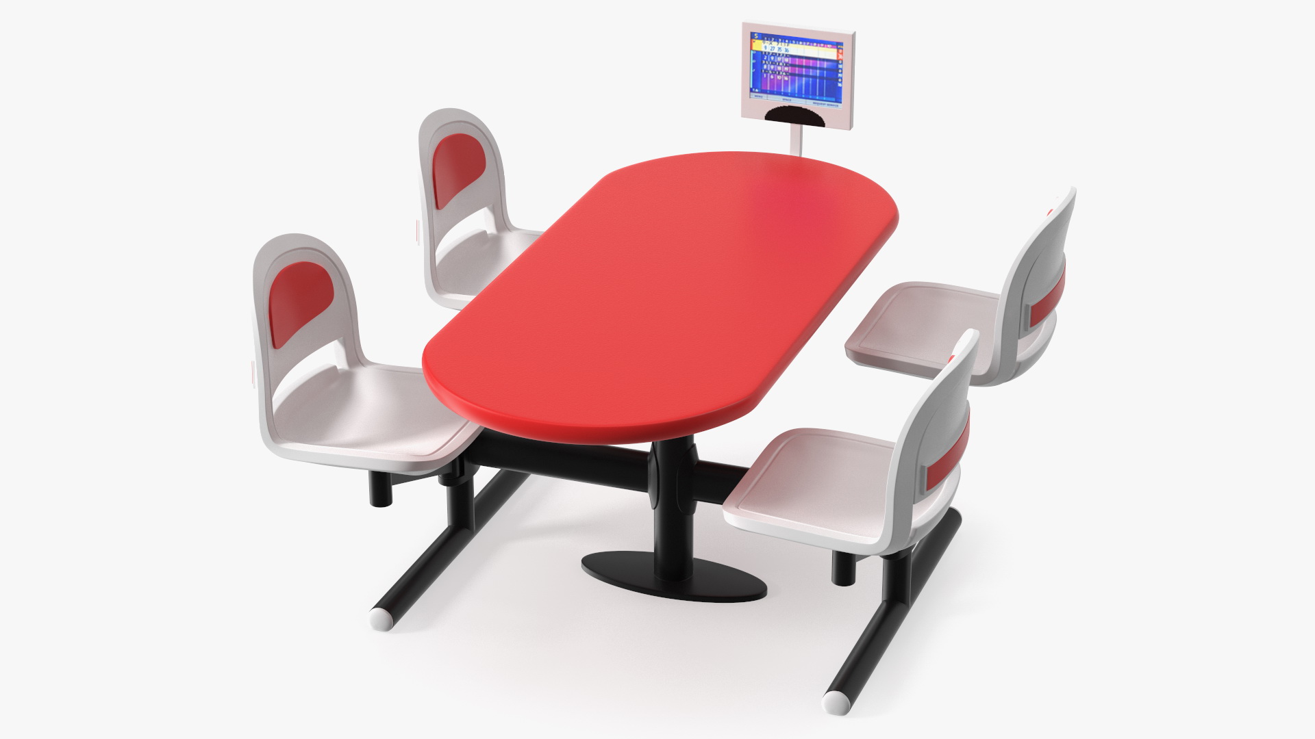 3D model Bowling Center Table with Scoreboard Red
