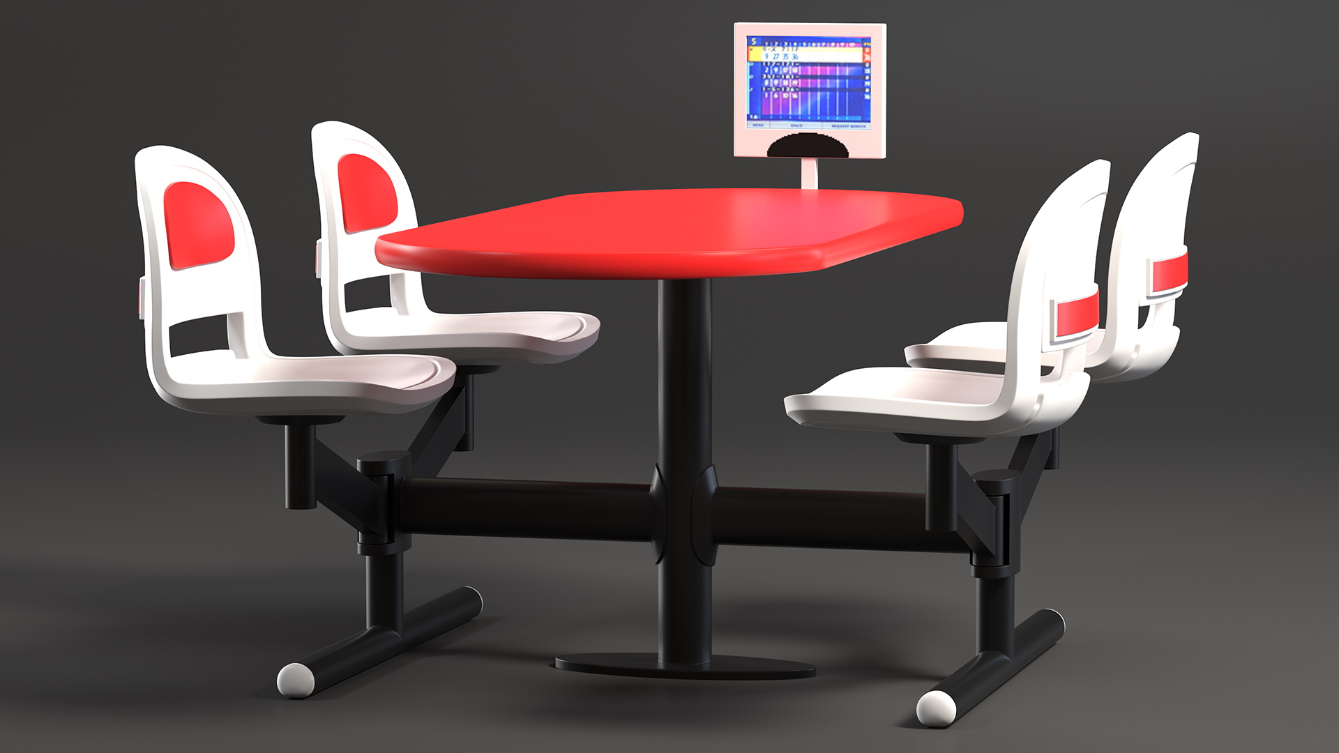 3D model Bowling Center Table with Scoreboard Red