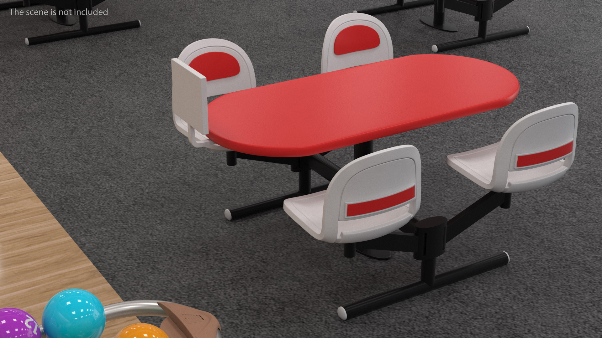 3D model Bowling Center Table with Scoreboard Red