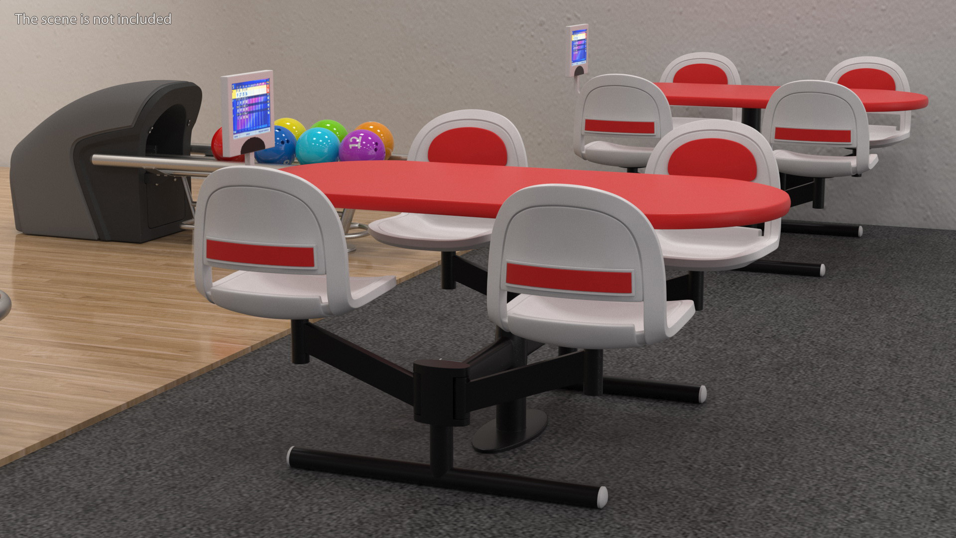 3D model Bowling Center Table with Scoreboard Red