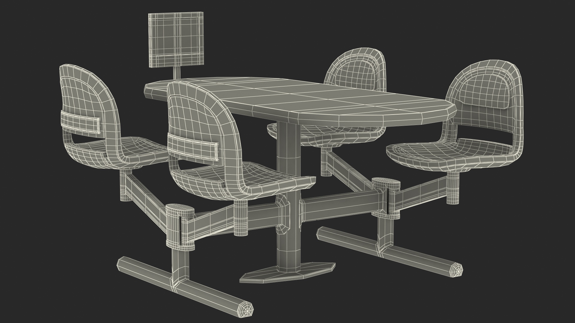 3D model Bowling Center Table with Scoreboard Red
