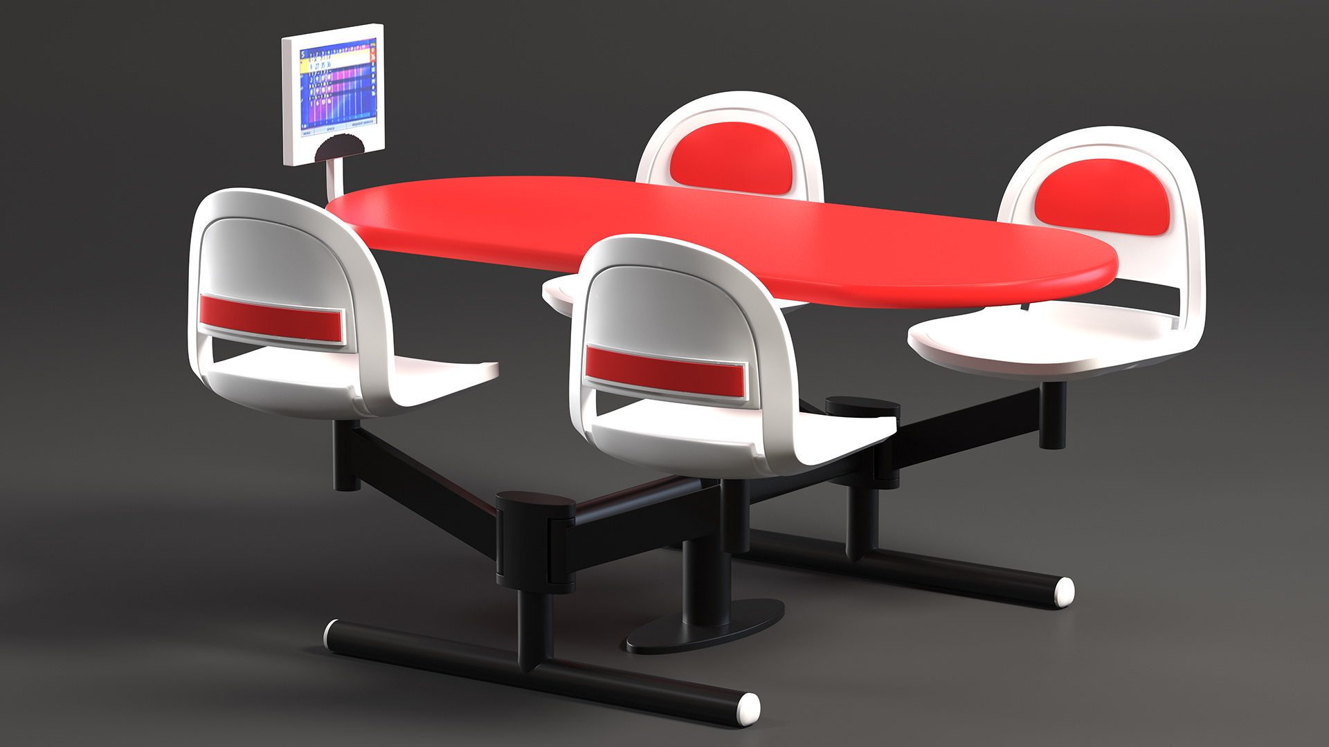 3D model Bowling Center Table with Scoreboard Red