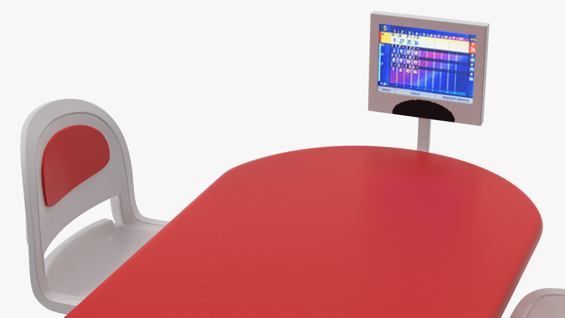 3D model Bowling Center Table with Scoreboard Red