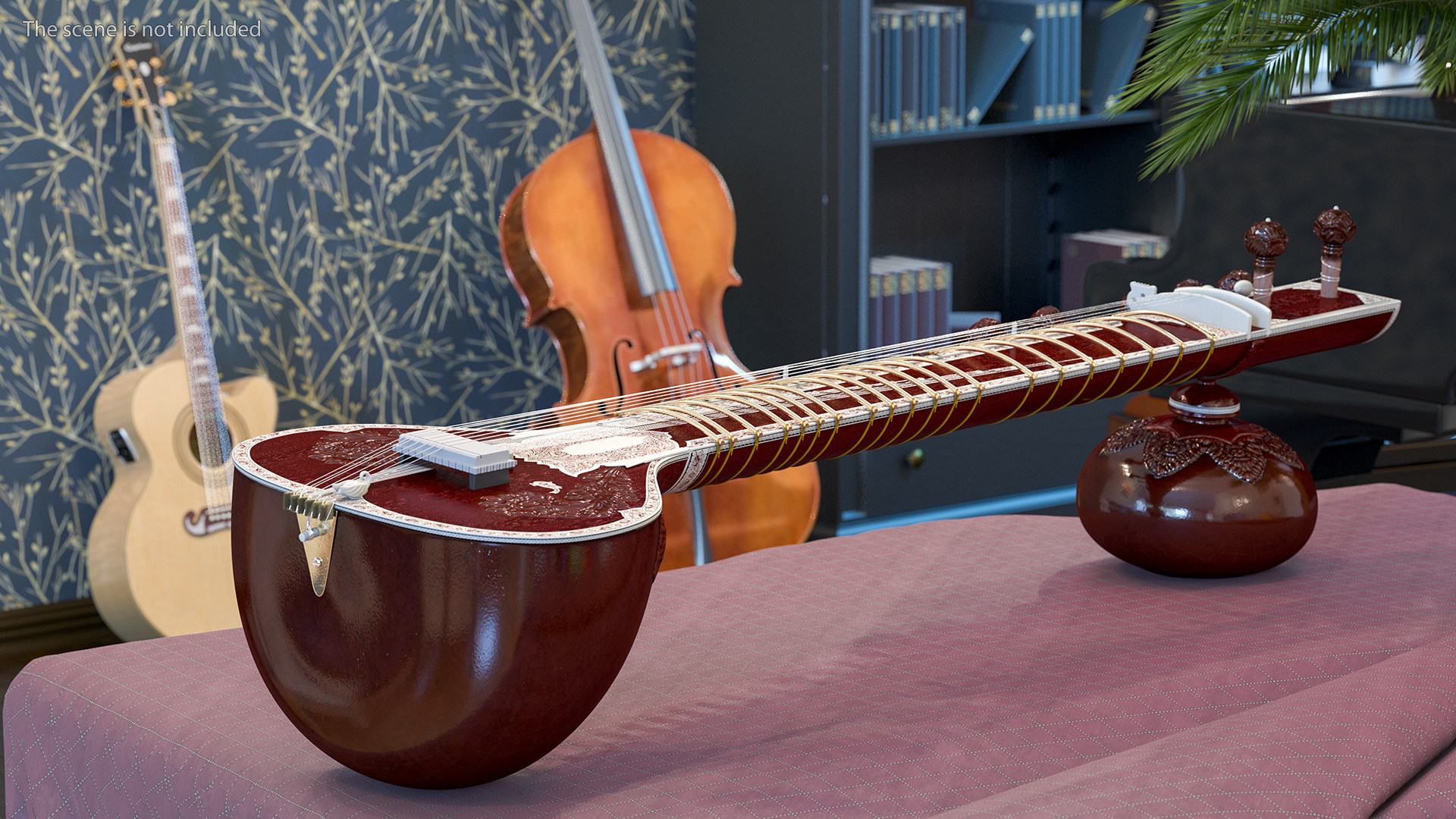 3D Sitar Indian Classical Musical Instrument