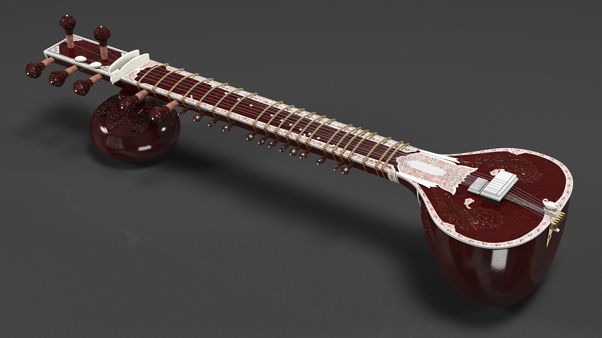 3D Sitar Indian Classical Musical Instrument