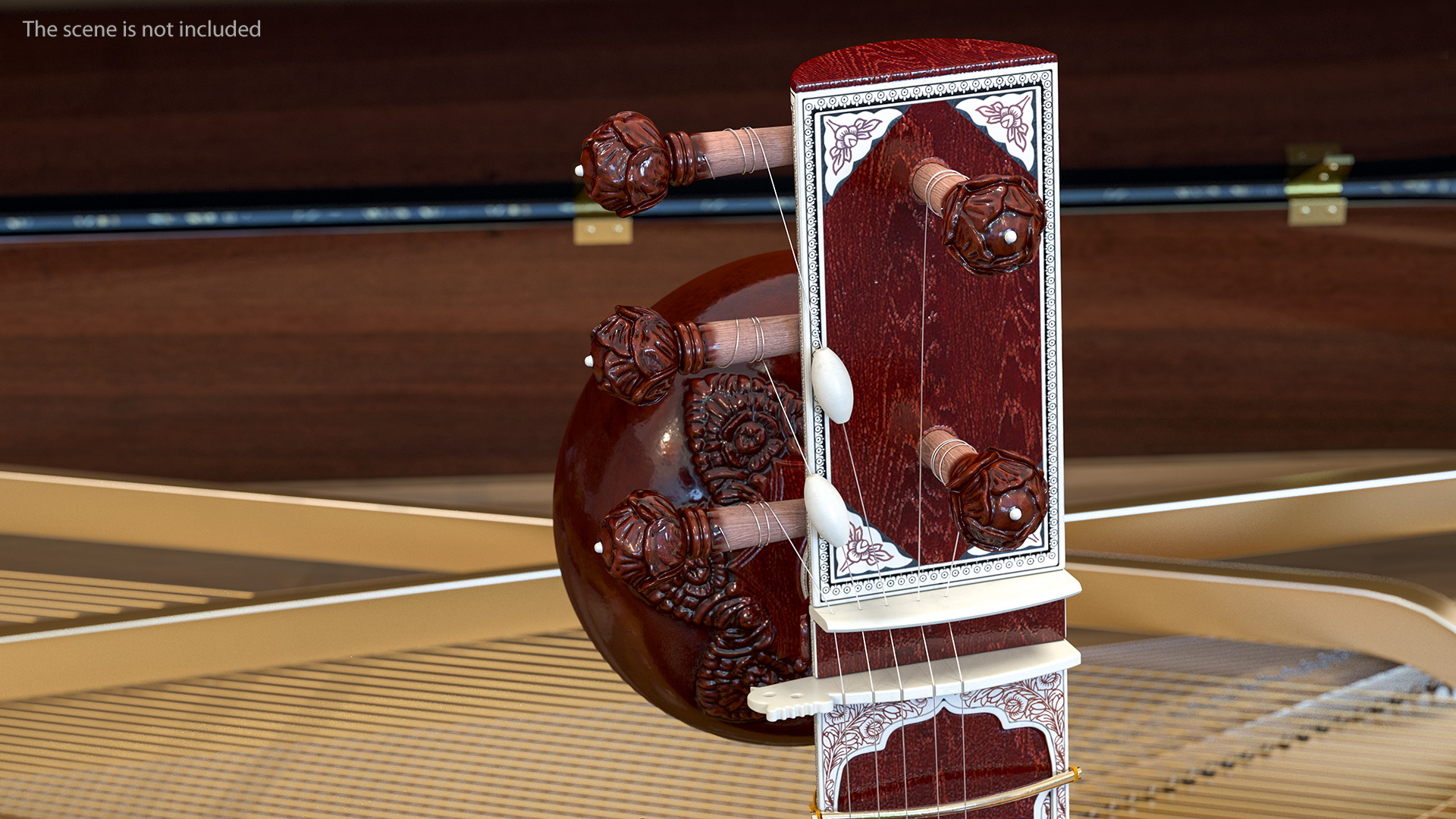 3D Sitar Indian Classical Musical Instrument