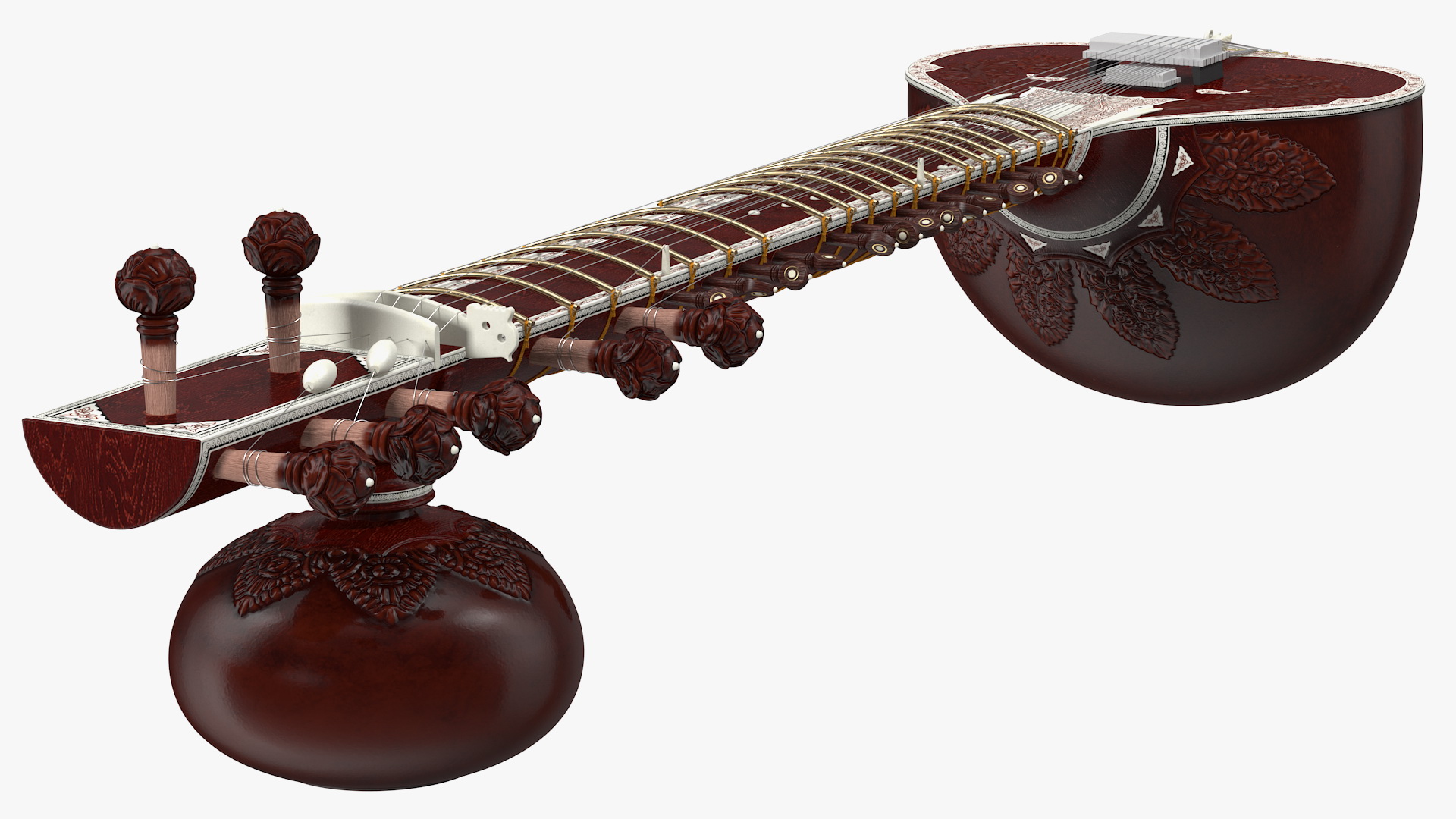 3D Sitar Indian Classical Musical Instrument