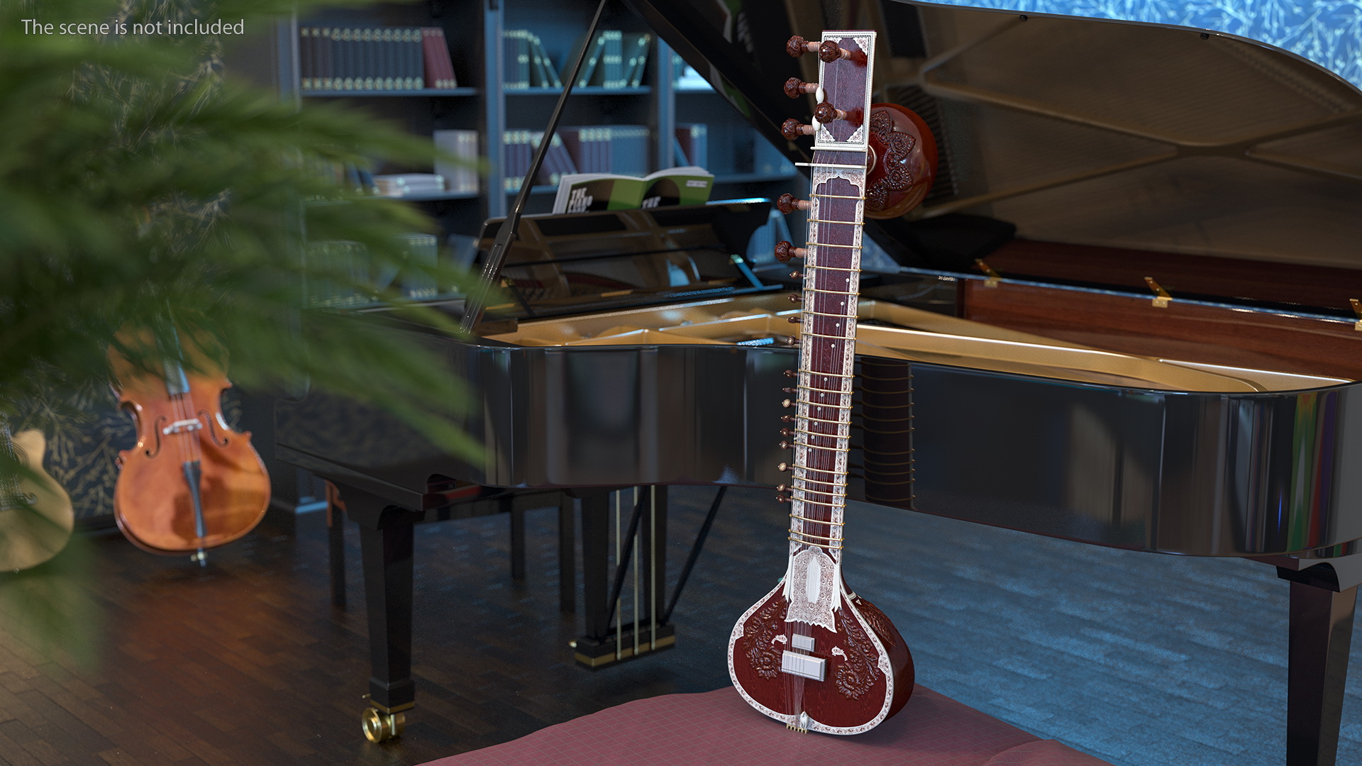 3D Sitar Indian Classical Musical Instrument