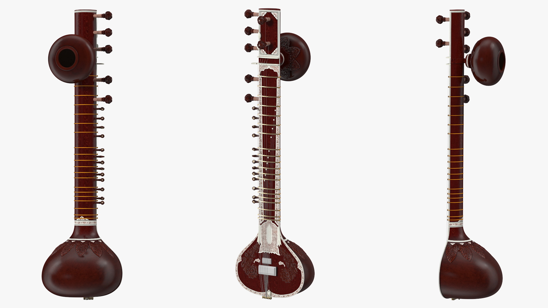 3D Sitar Indian Classical Musical Instrument