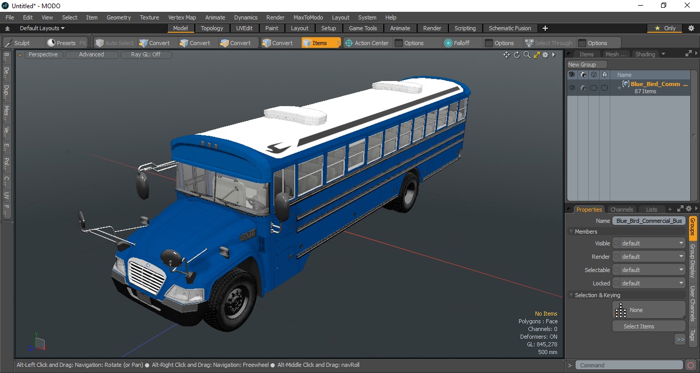 Blue Bird Commercial Bus 3D model