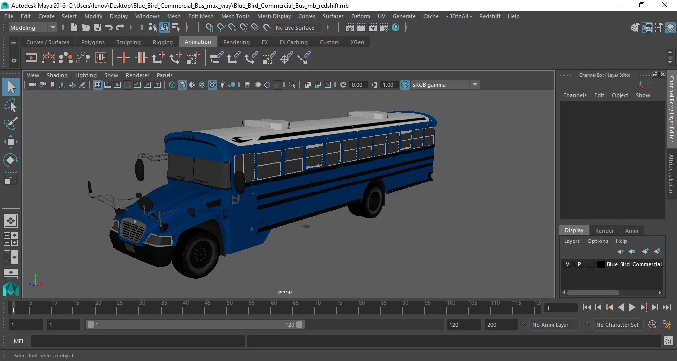 Blue Bird Commercial Bus 3D model