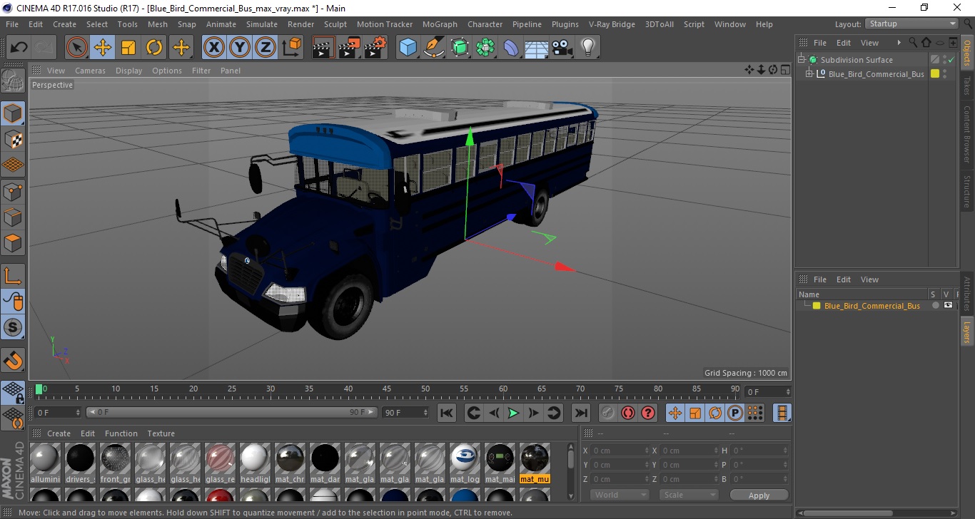 Blue Bird Commercial Bus 3D model
