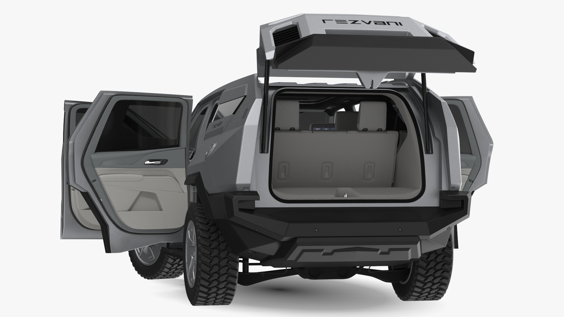 3D 2023 Rezvani Vengeance Armored SUV Lights On Rigged