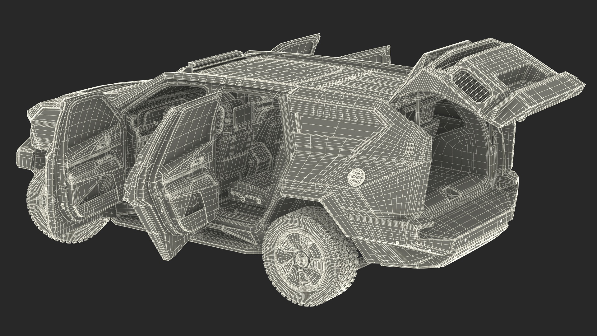 3D 2023 Rezvani Vengeance Armored SUV Lights On Rigged