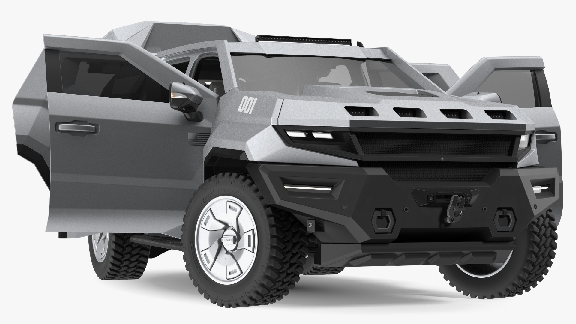 3D 2023 Rezvani Vengeance Armored SUV Lights On Rigged
