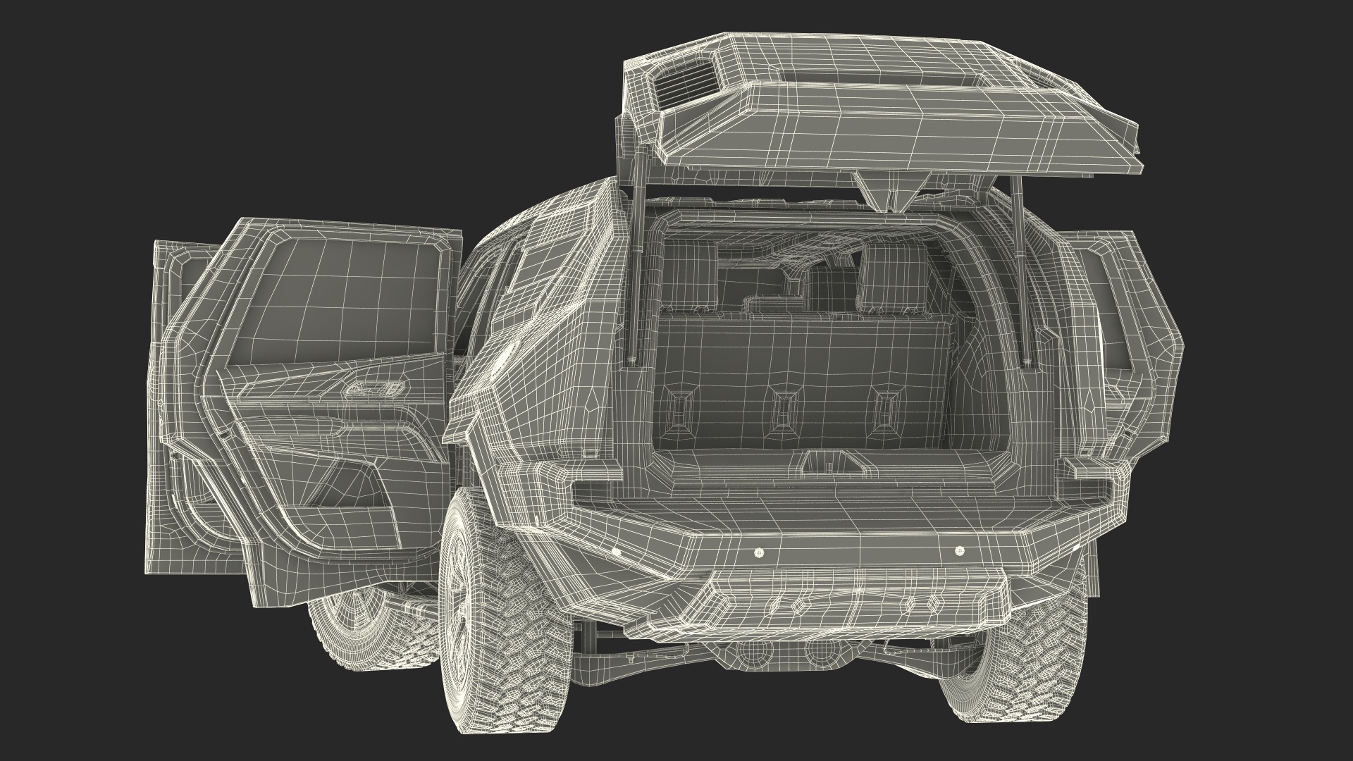 3D 2023 Rezvani Vengeance Armored SUV Lights On Rigged