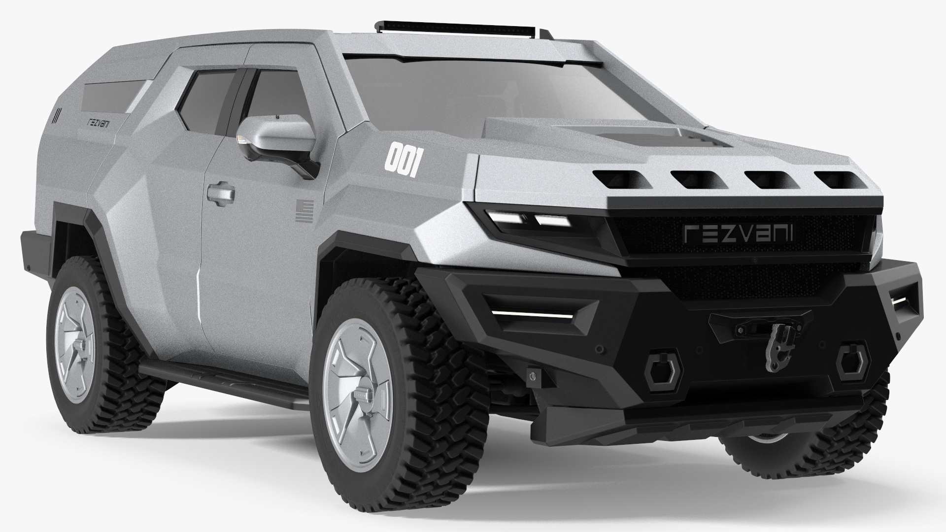 3D 2023 Rezvani Vengeance Armored SUV Lights On Rigged
