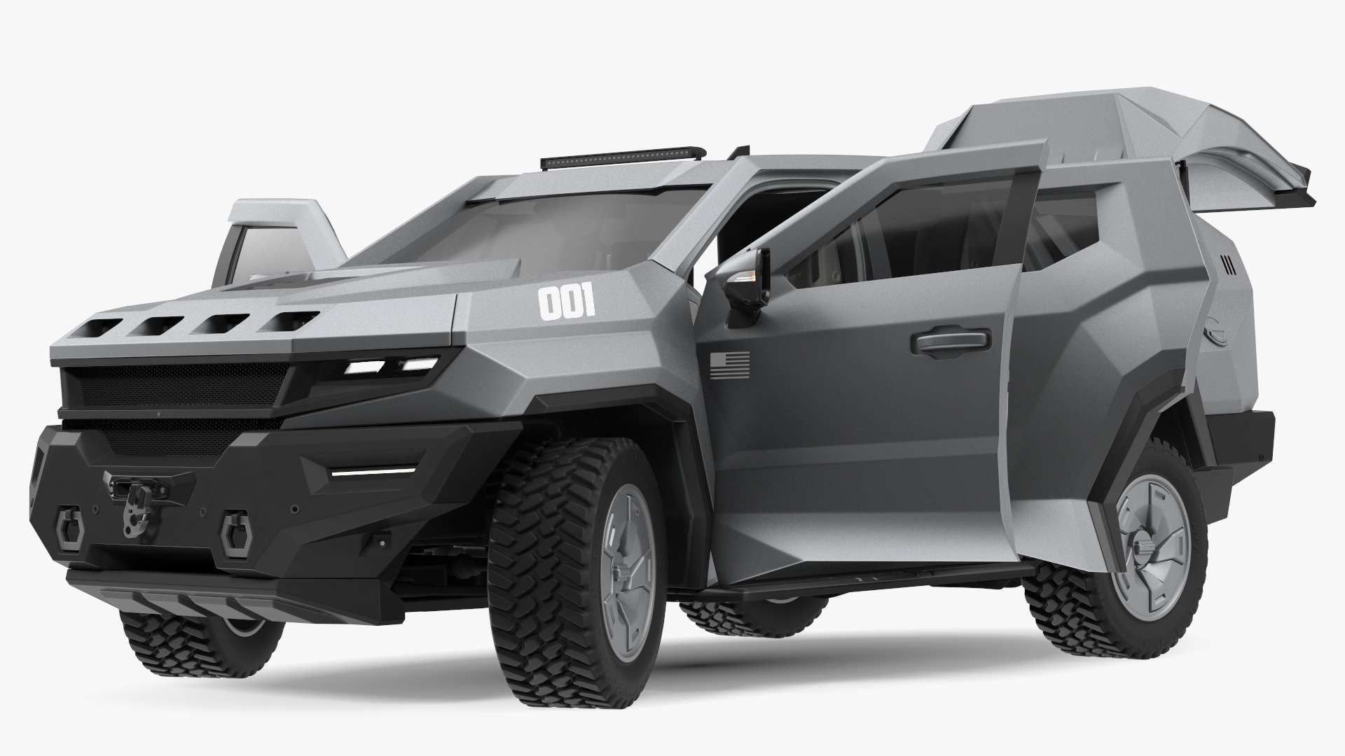 3D 2023 Rezvani Vengeance Armored SUV Lights On Rigged