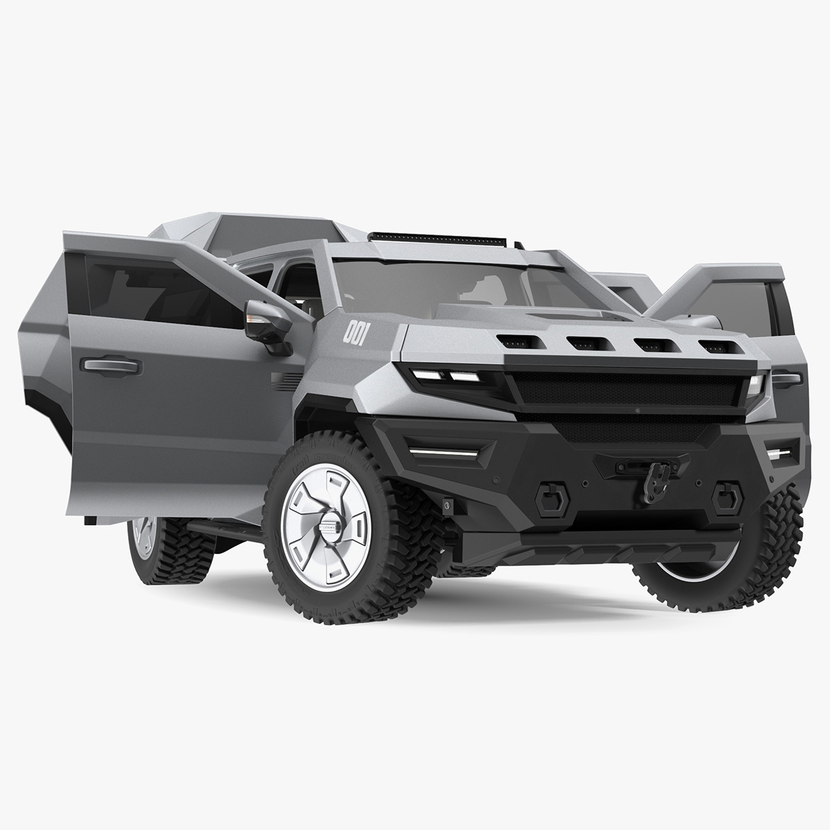 3D 2023 Rezvani Vengeance Armored SUV Lights On Rigged