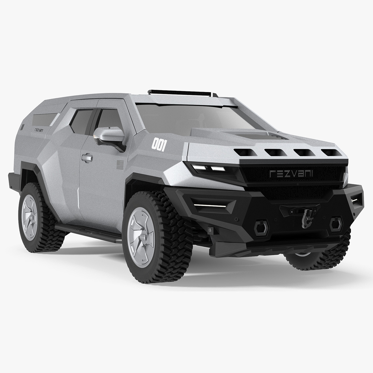 3D 2023 Rezvani Vengeance Armored SUV Lights On Rigged