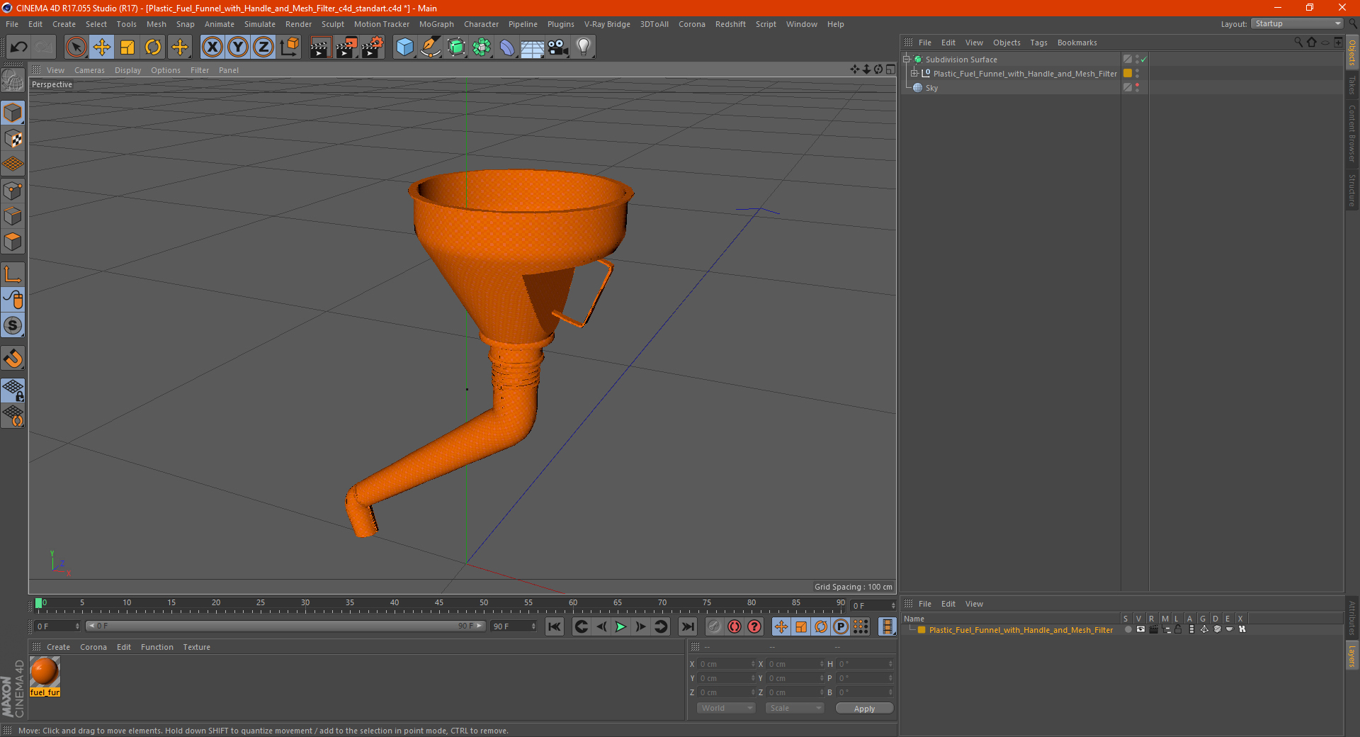 Plastic Fuel Funnel with Handle and Mesh Filter 3D