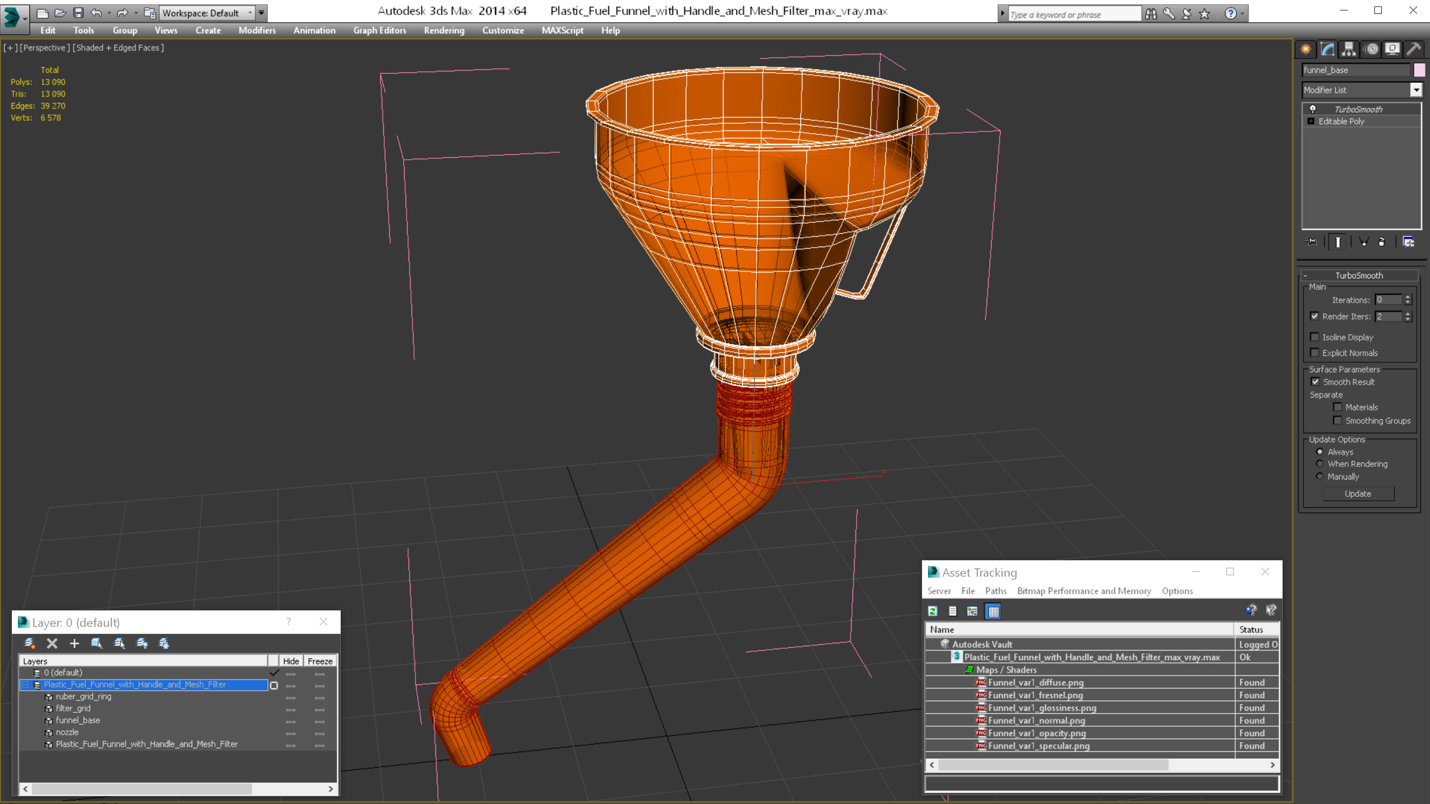 Plastic Fuel Funnel with Handle and Mesh Filter 3D