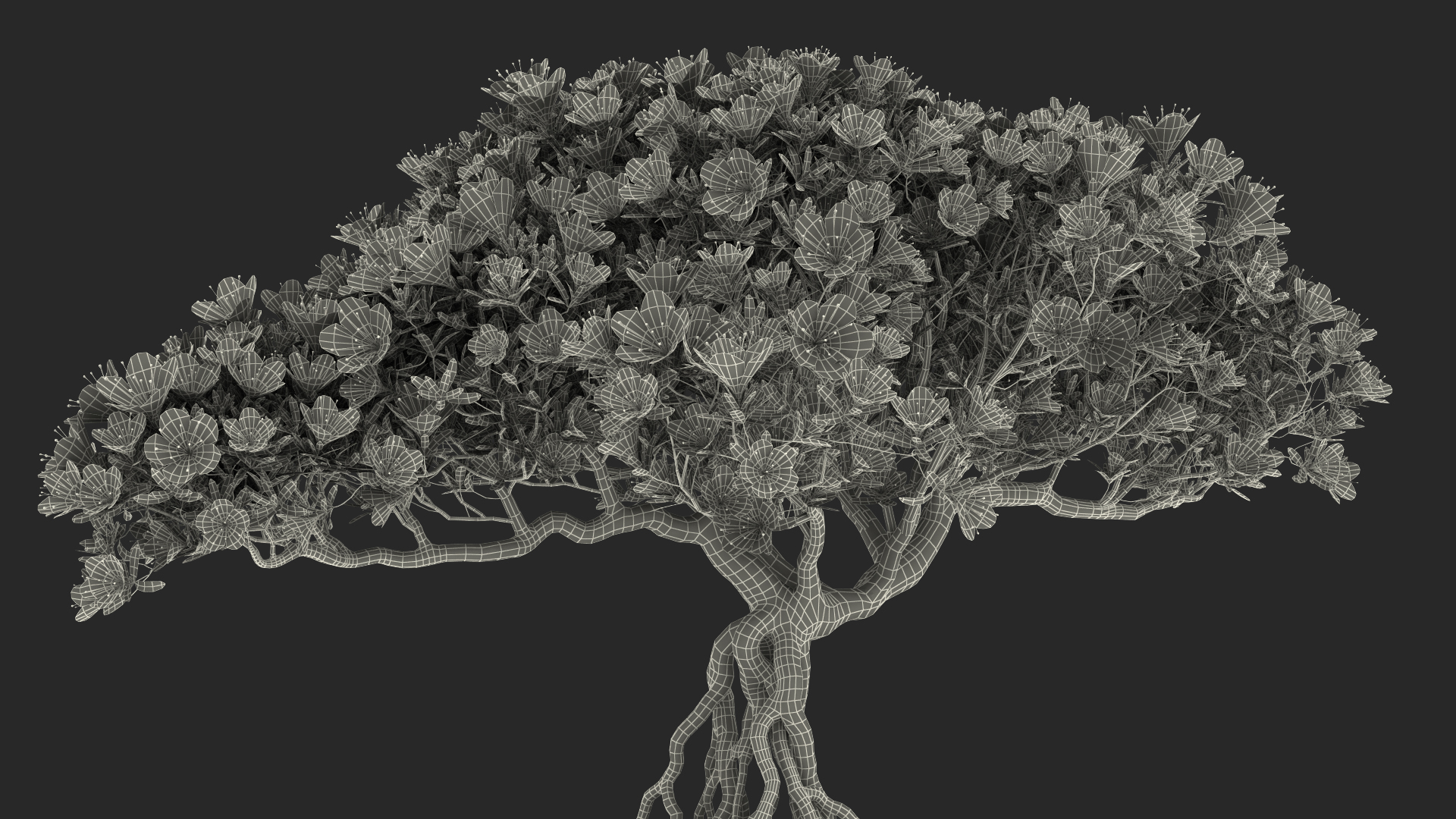 3D model Miniature Bonsai Tree with Flowers in Pot Fur