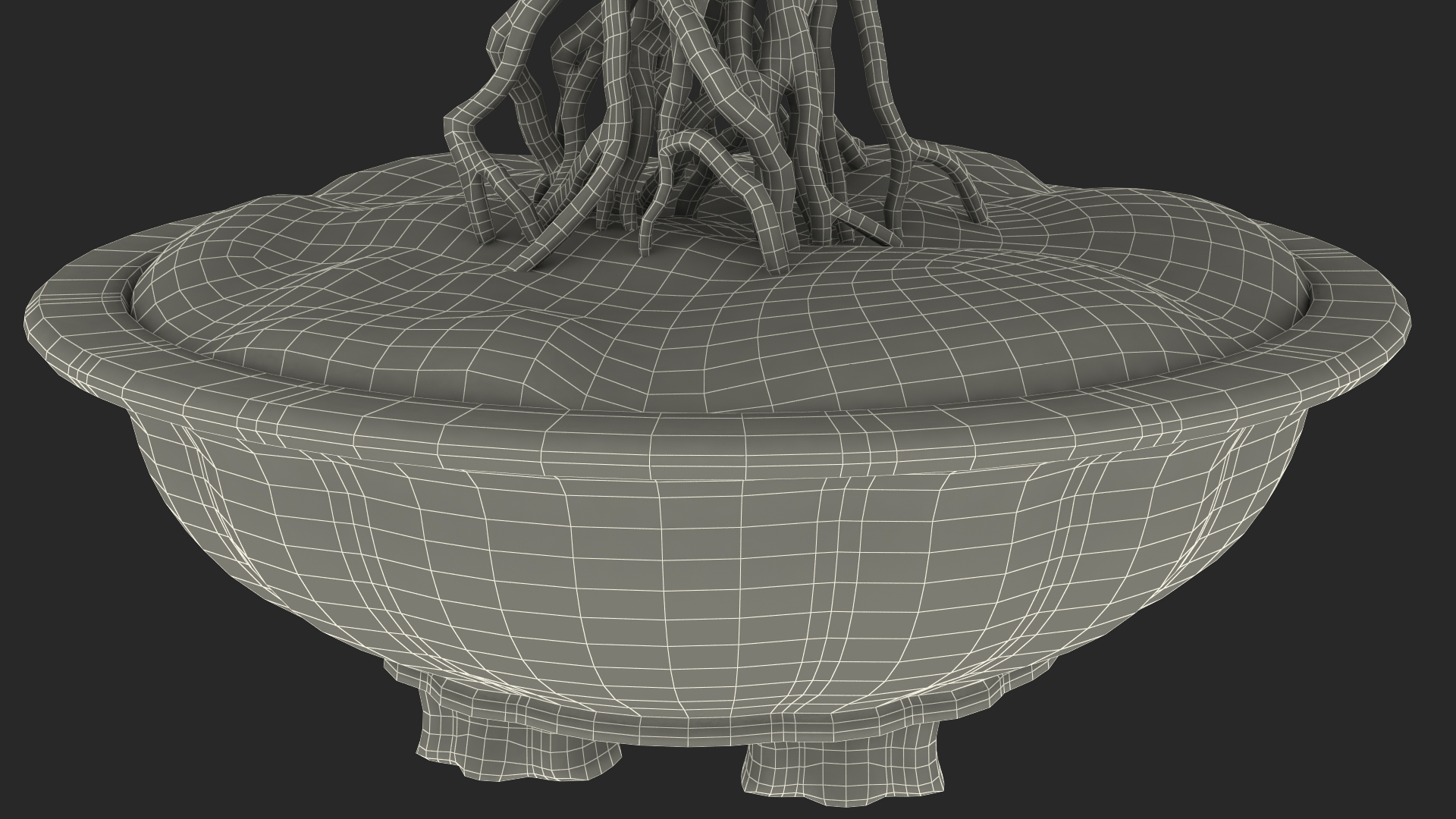 3D model Miniature Bonsai Tree with Flowers in Pot Fur
