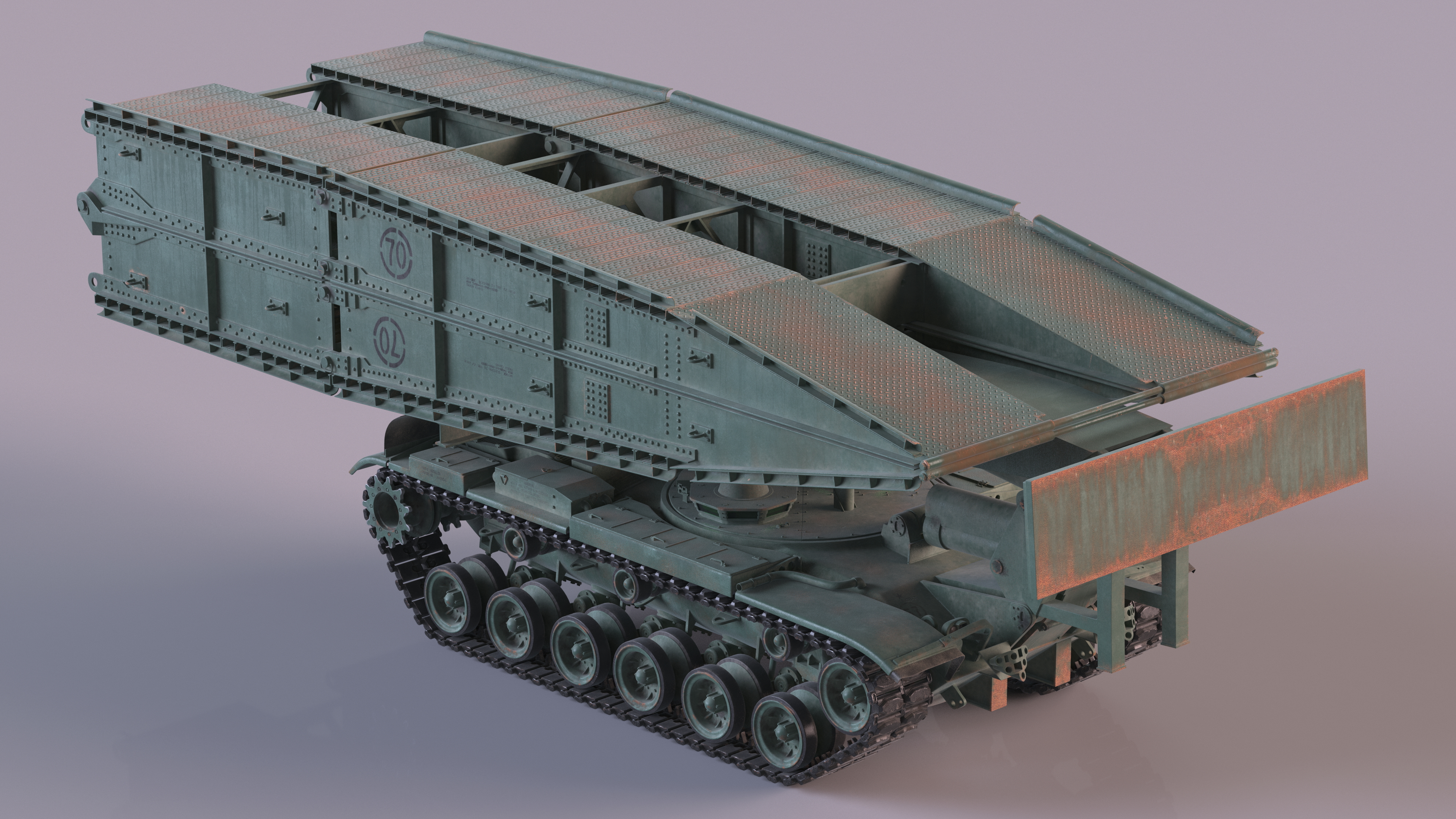 AVLB M60A1 Launched Bridge Green Rigged 3D model