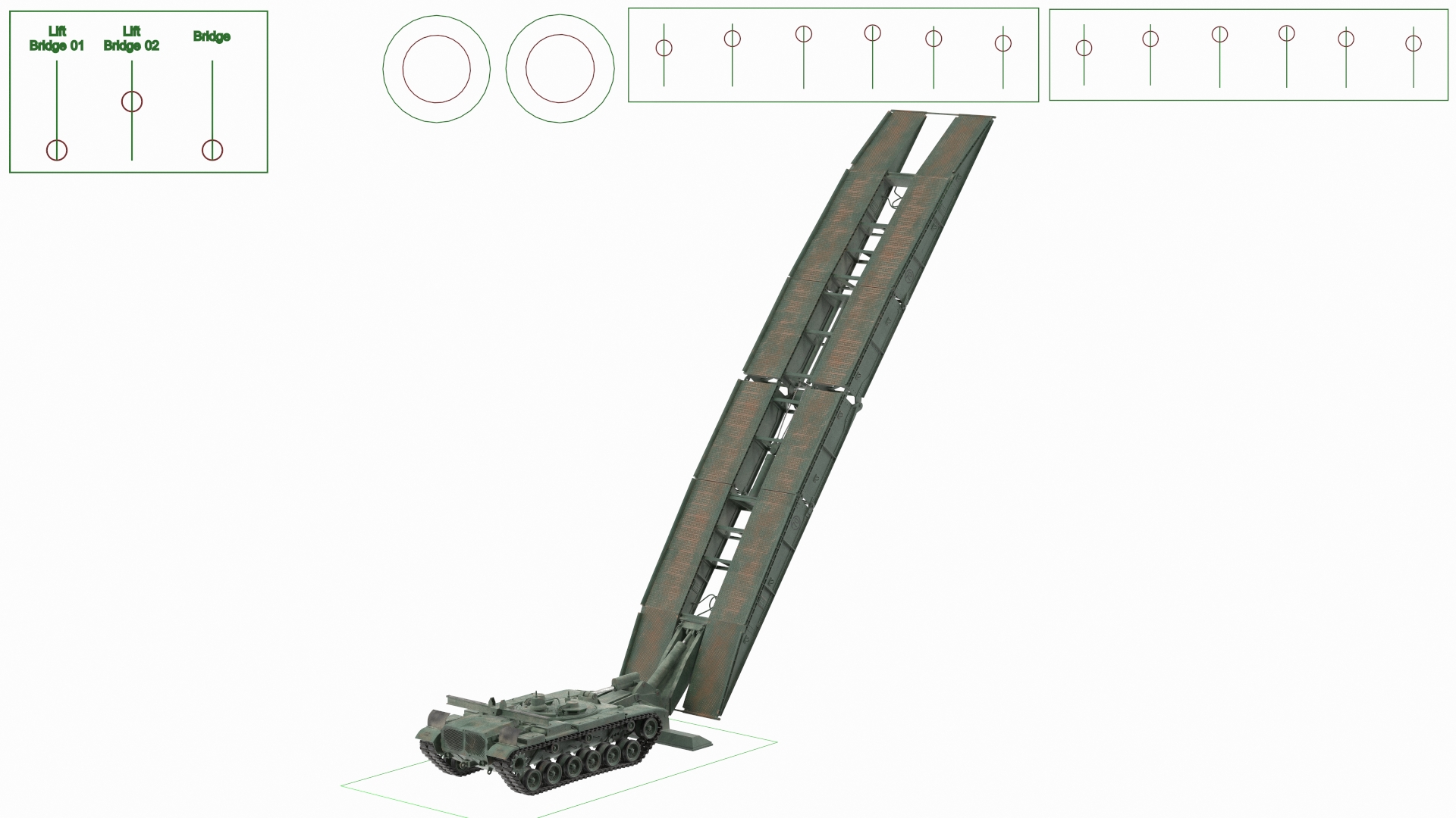 AVLB M60A1 Launched Bridge Green Rigged 3D model