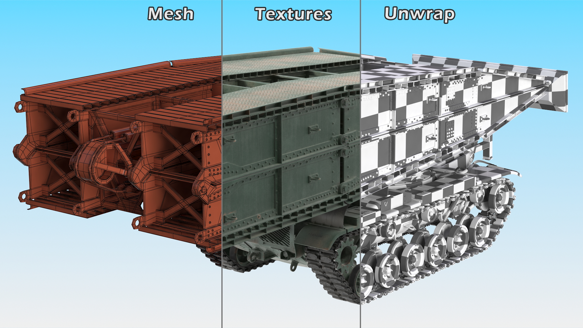 AVLB M60A1 Launched Bridge Green Rigged 3D model