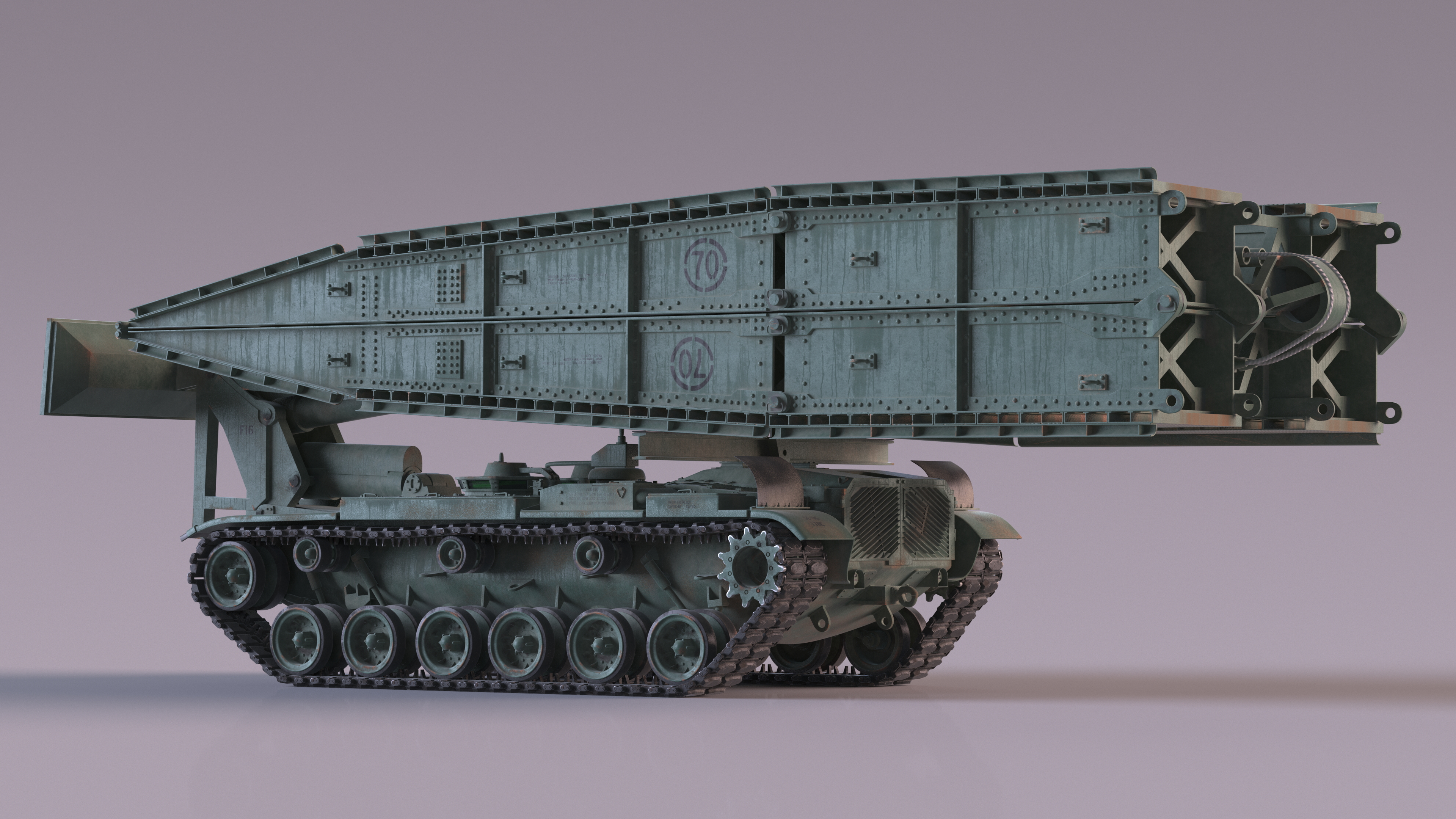 AVLB M60A1 Launched Bridge Green Rigged 3D model