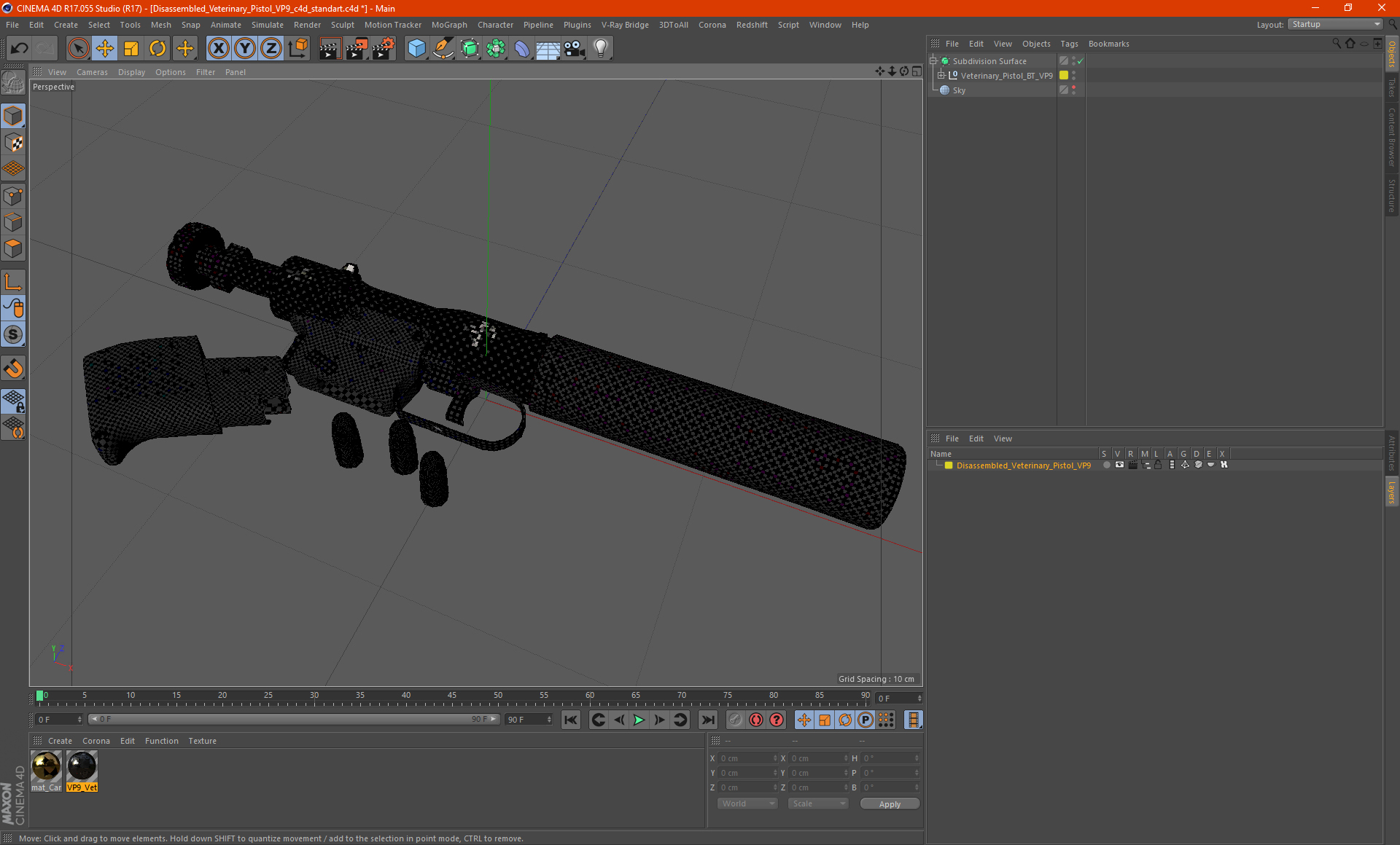 Disassembled Veterinary Pistol VP9 3D model