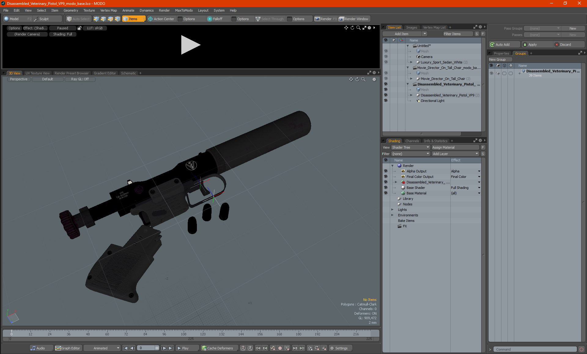 Disassembled Veterinary Pistol VP9 3D model