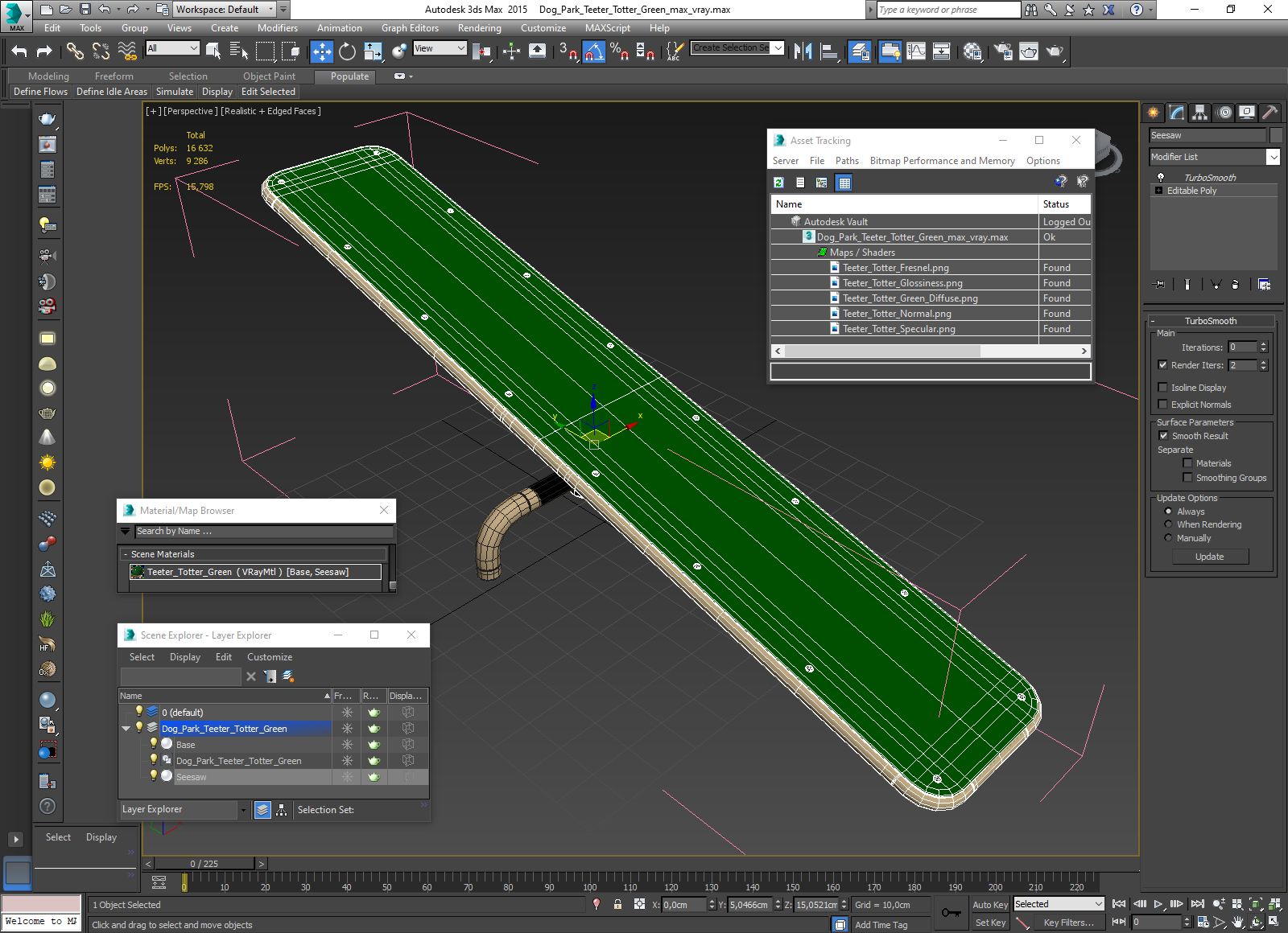3D Dog Park Teeter Totter Green model