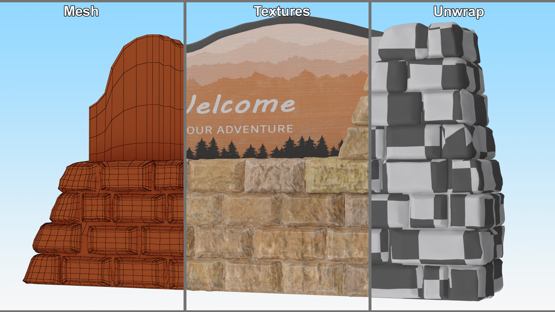 3D Stone Entrance Pillar