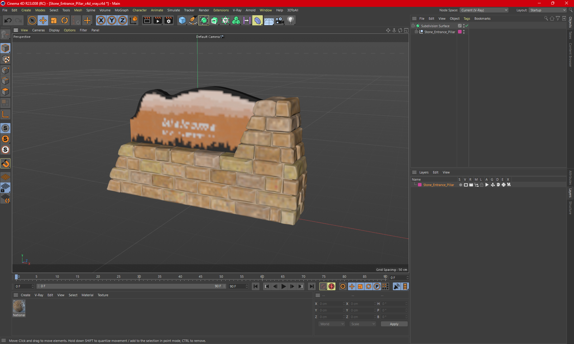 3D Stone Entrance Pillar