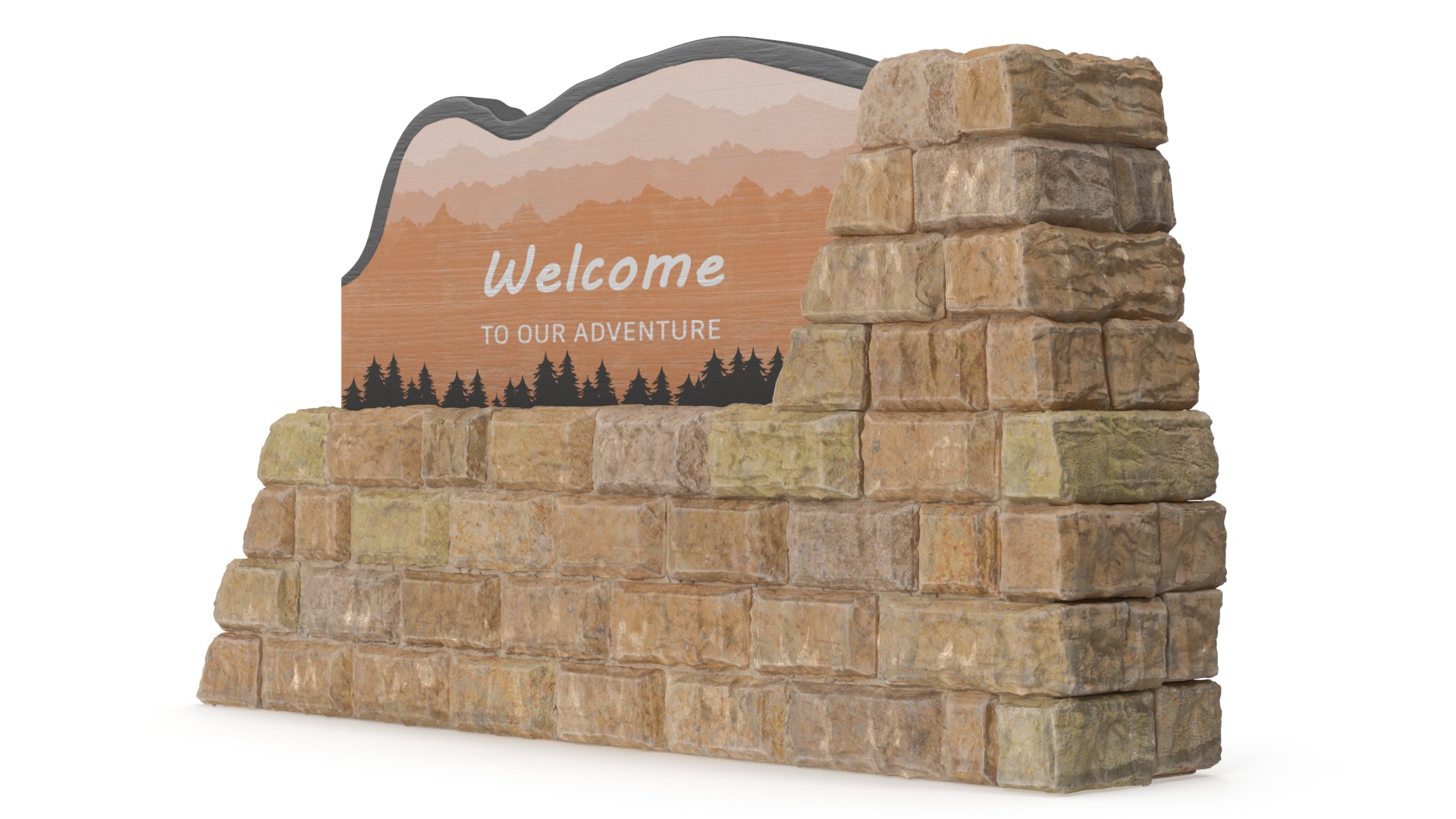 3D Stone Entrance Pillar