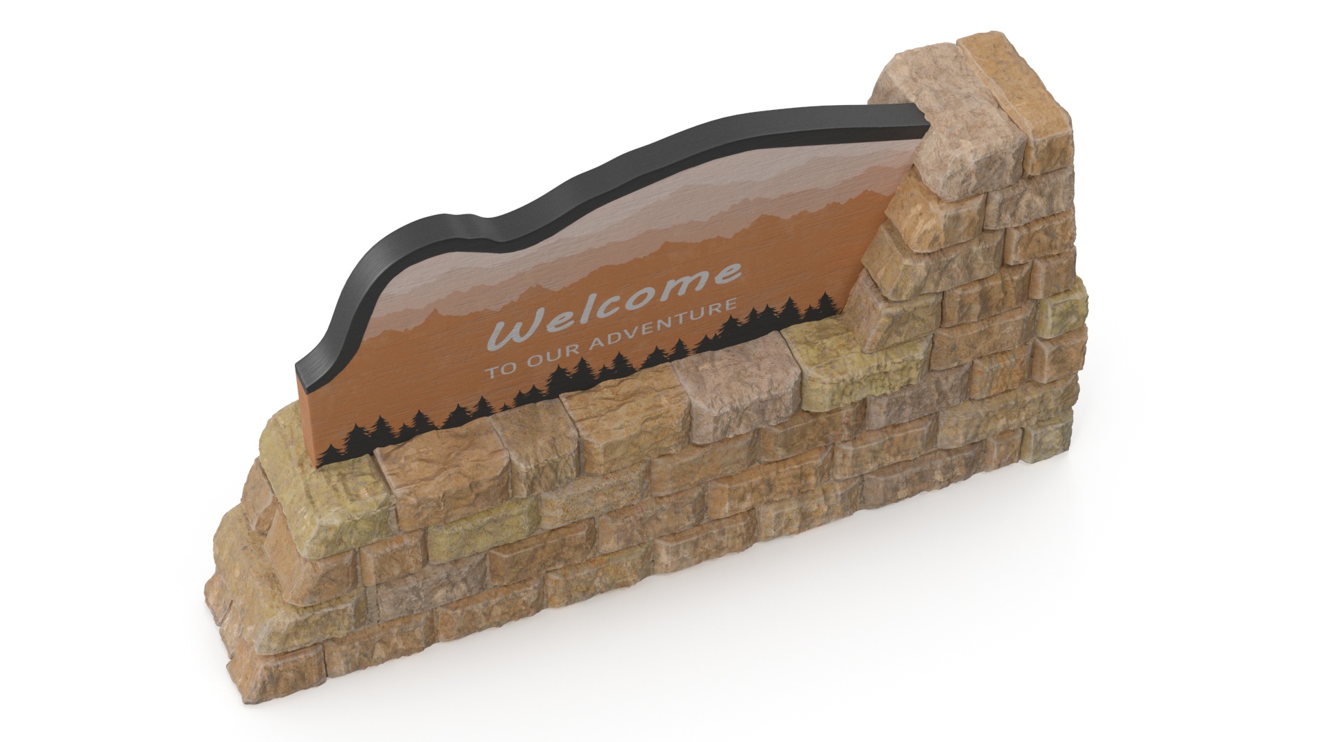 3D Stone Entrance Pillar