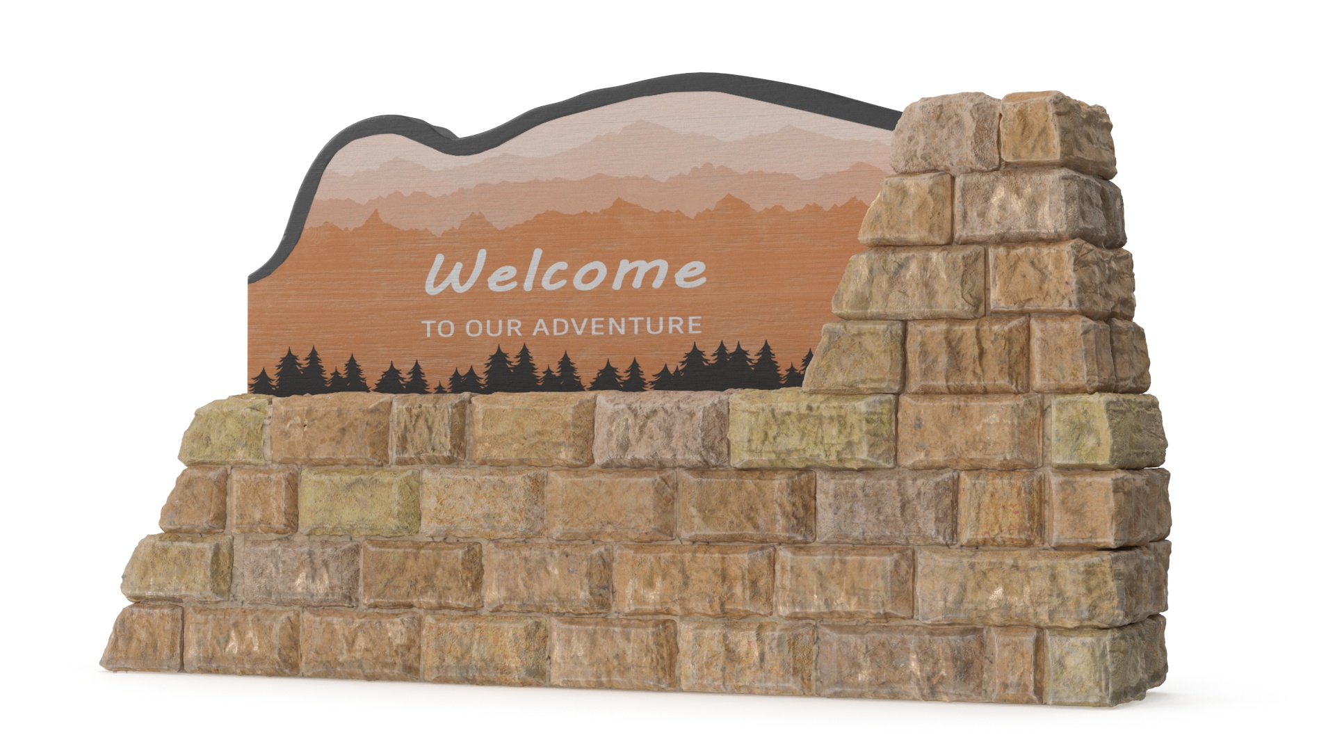 3D Stone Entrance Pillar