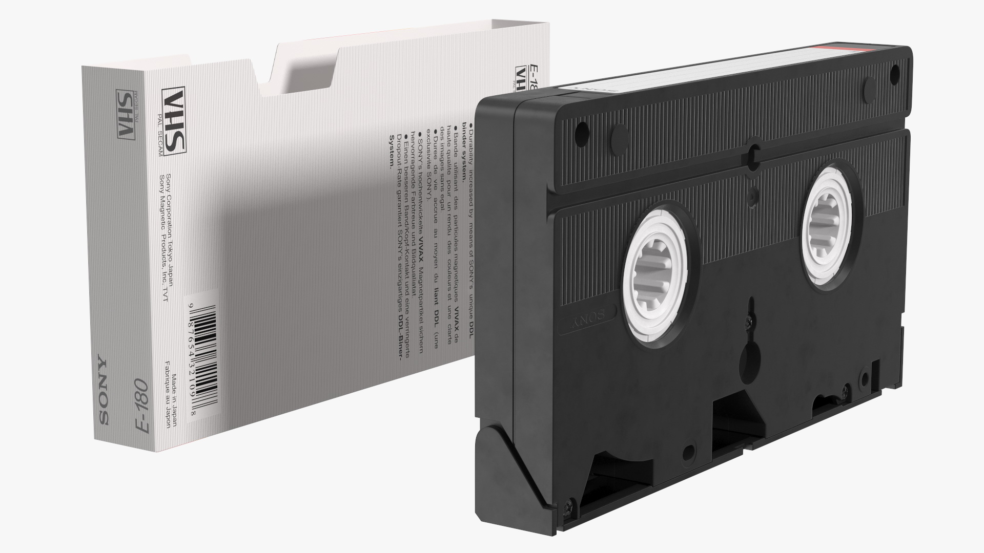 Sony Dynamicron E180 VHS Cassette with Cover 3D model