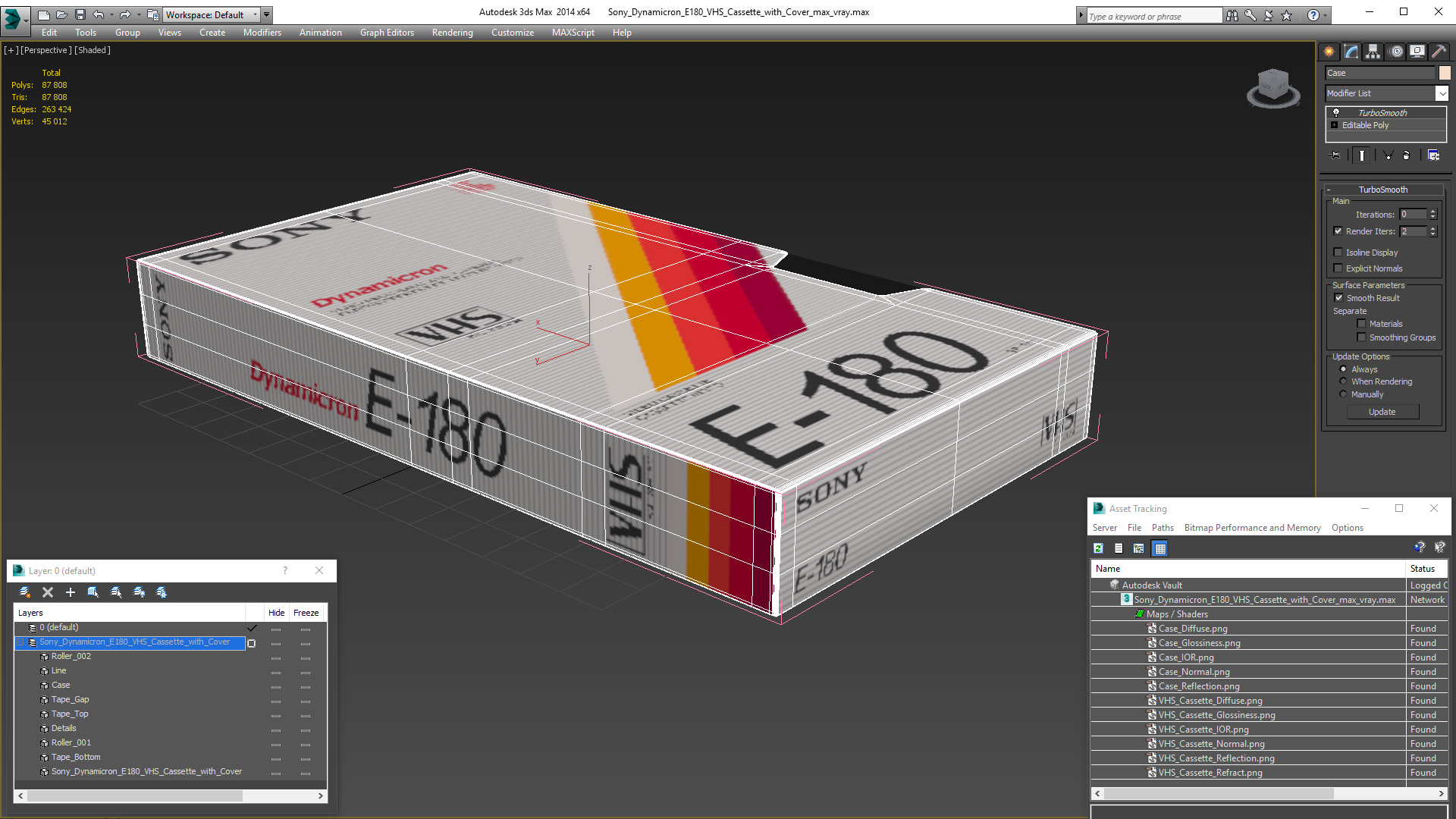 Sony Dynamicron E180 VHS Cassette with Cover 3D model